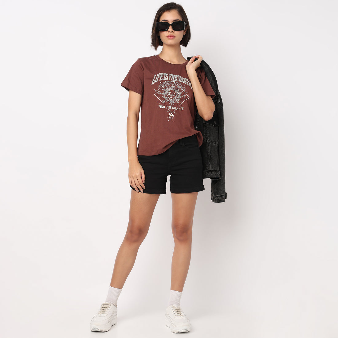 Cotton Crew Neck Graphic T-Shirt