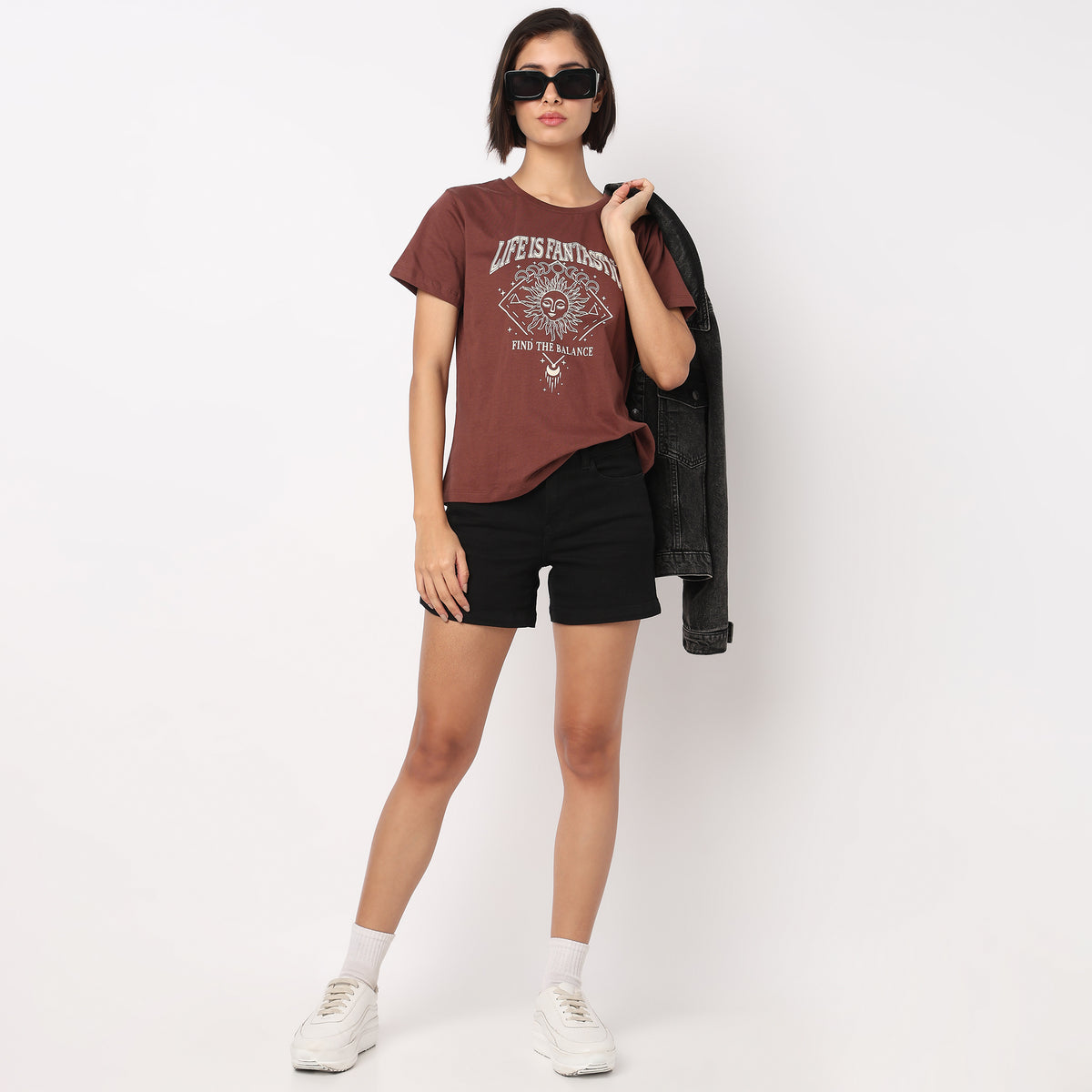 Cotton Crew Neck Graphic T-Shirt