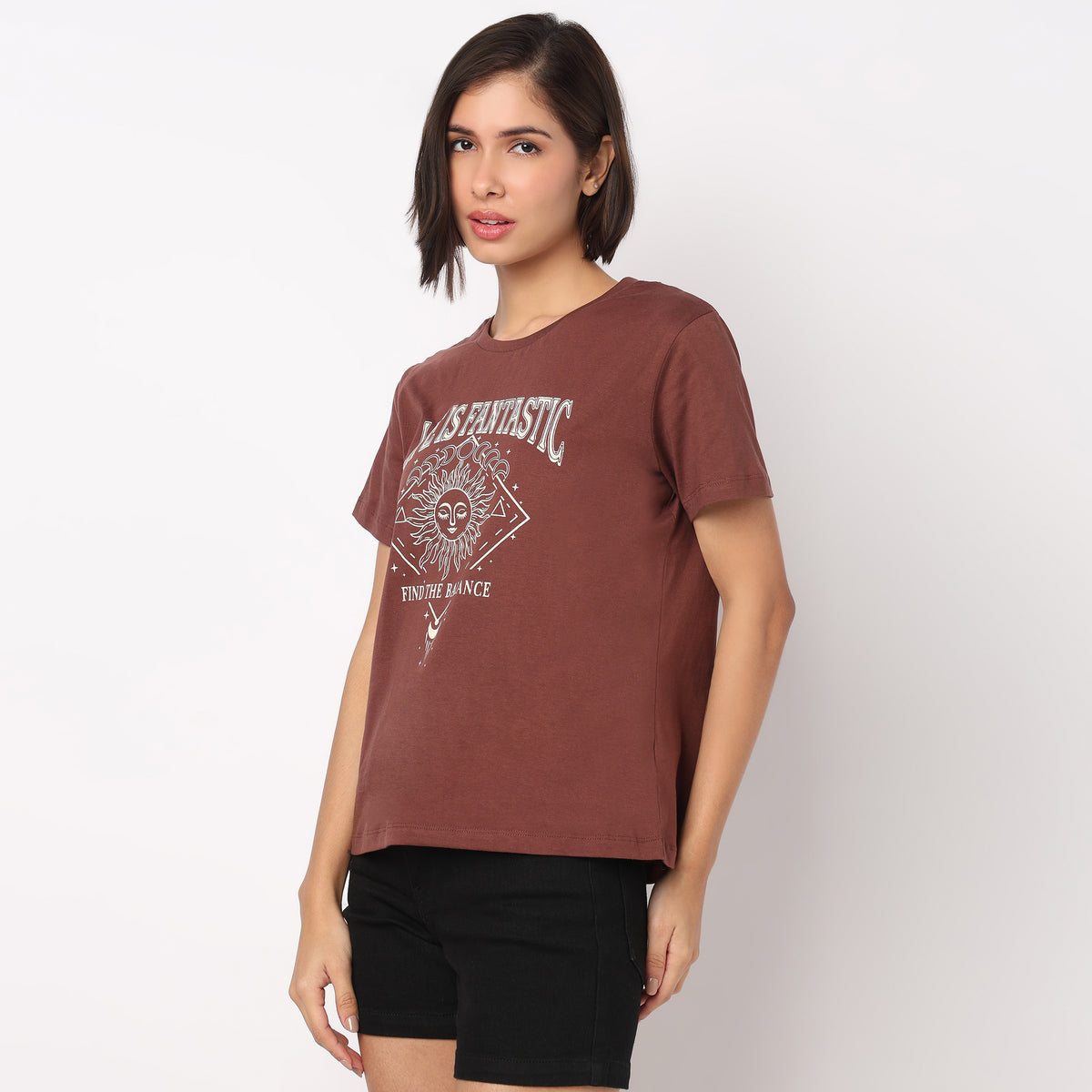 Cotton Crew Neck Graphic T-Shirt