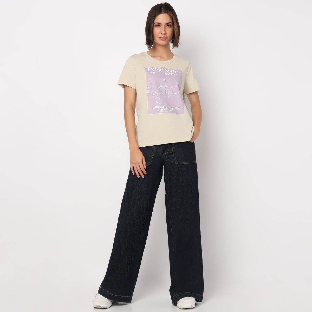 Cotton Crew Neck Graphic T-Shirt