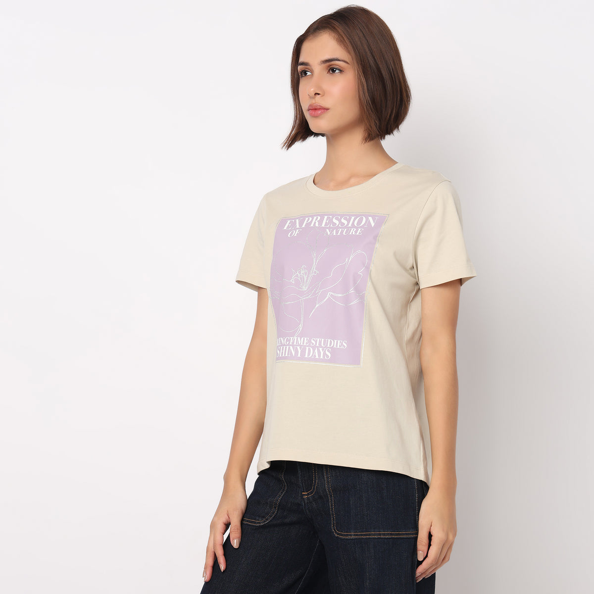 Cotton Crew Neck Graphic T-Shirt
