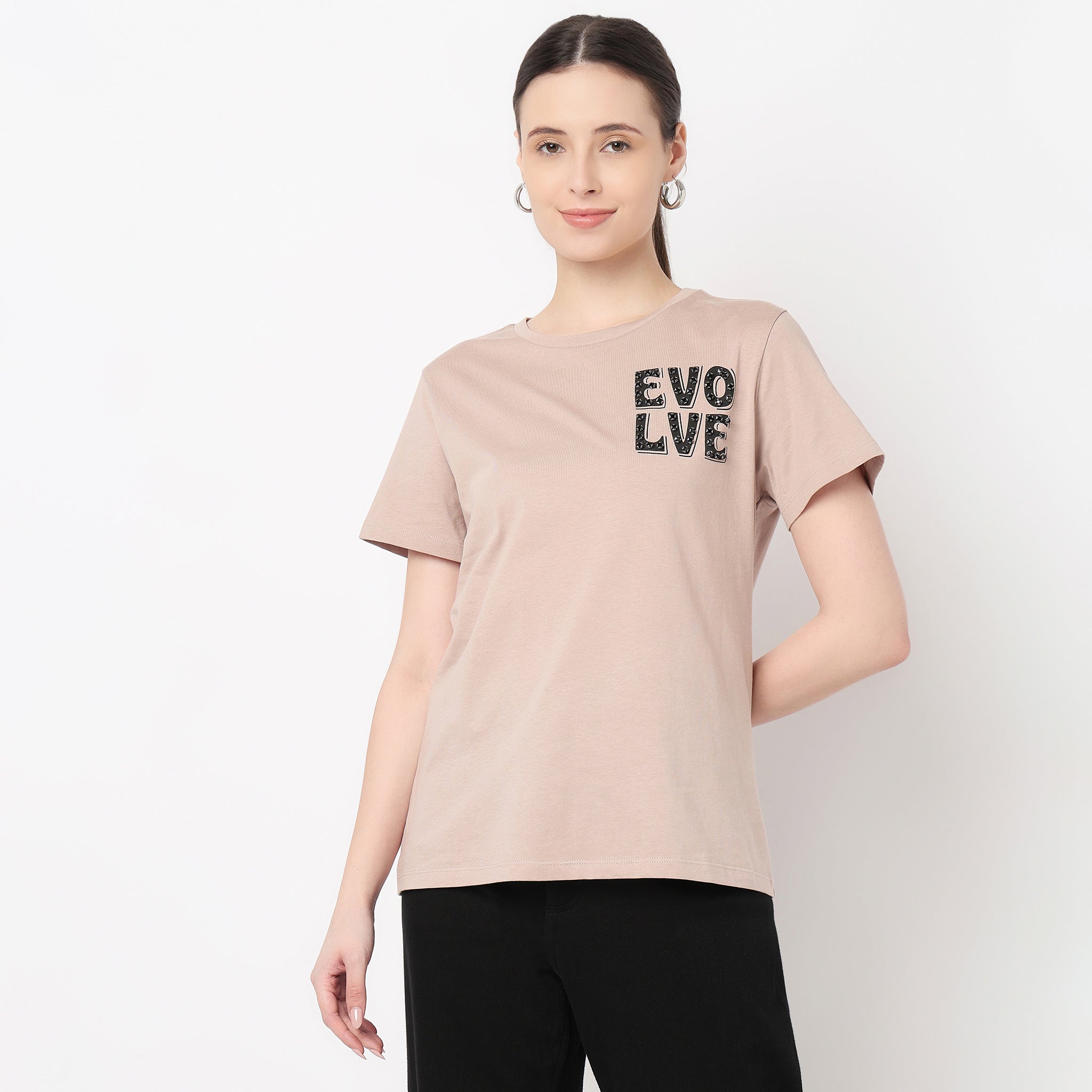 Cotton Round Neck Graphic Tee