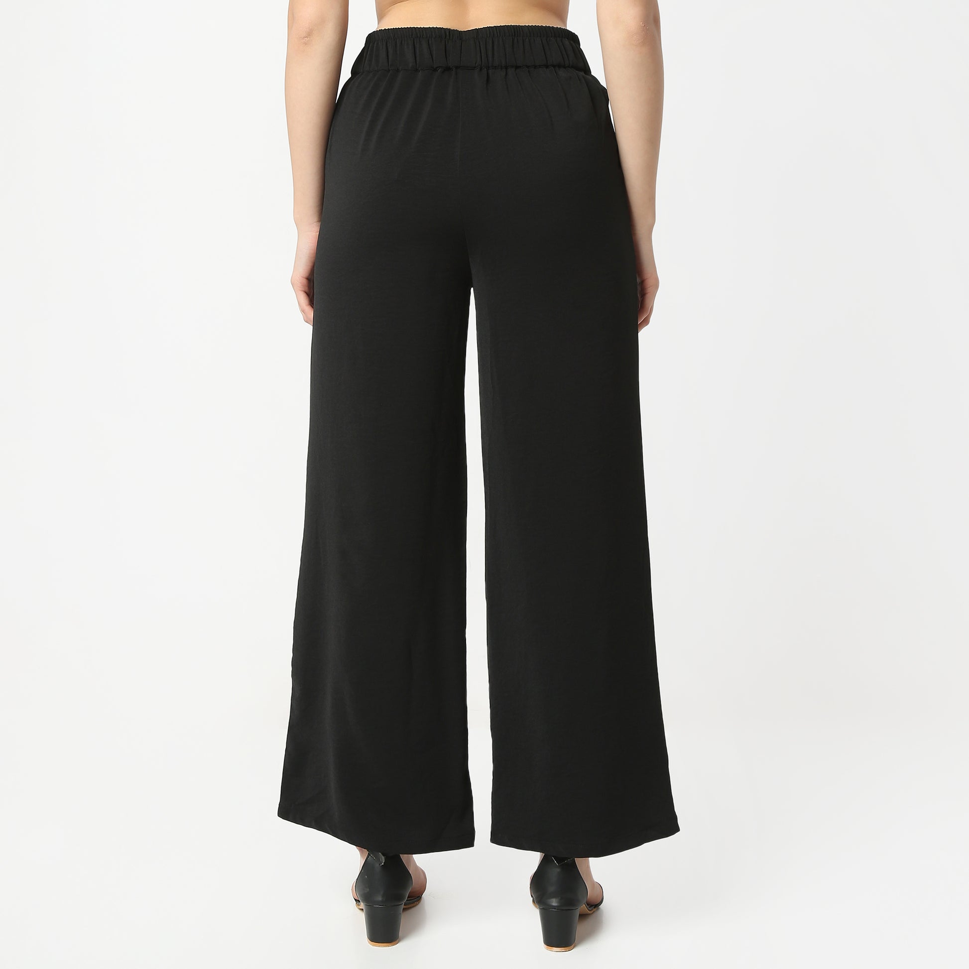 Regular Fit Solid Ankle Length Mid Rise Palazzos