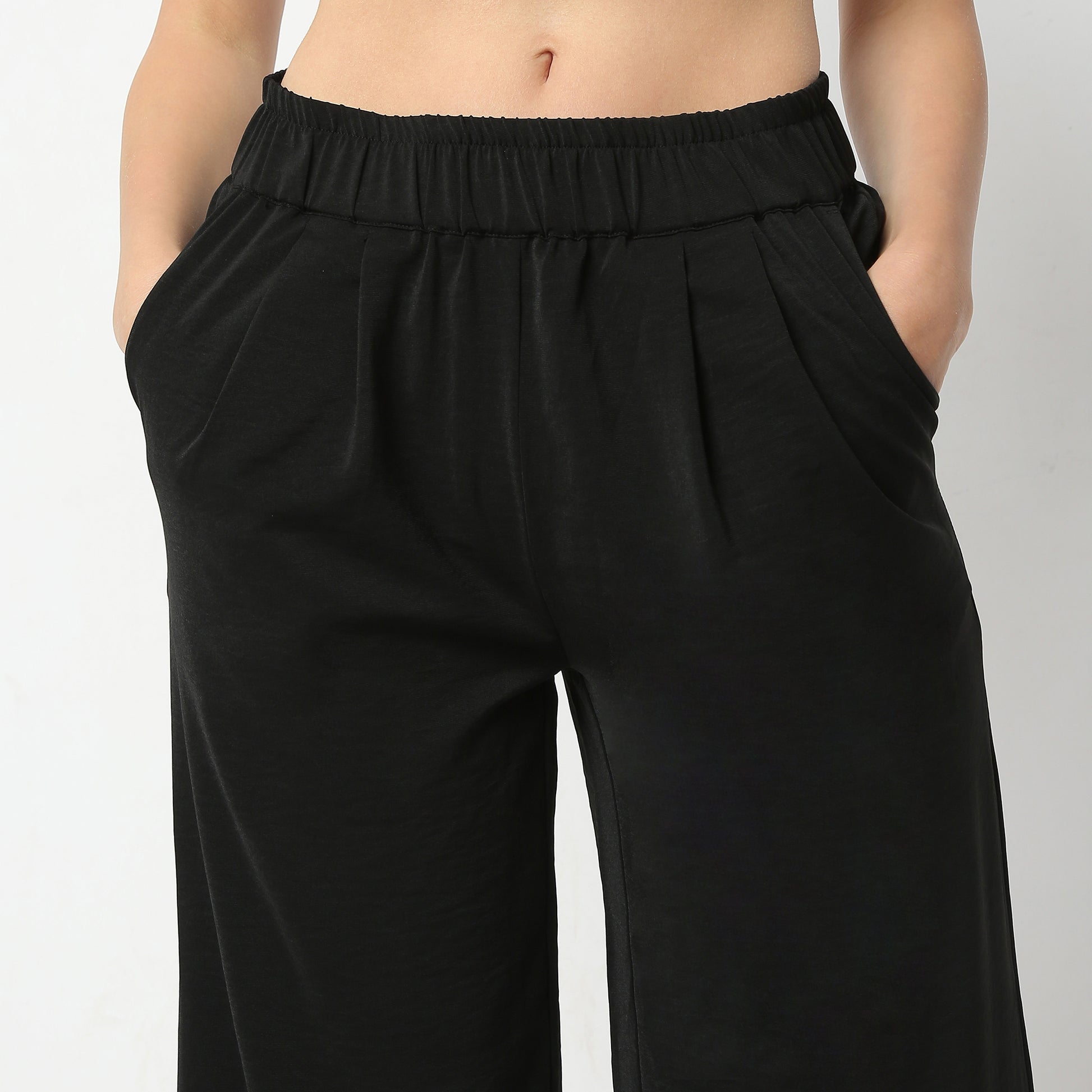 Regular Fit Solid Ankle Length Mid Rise Palazzos