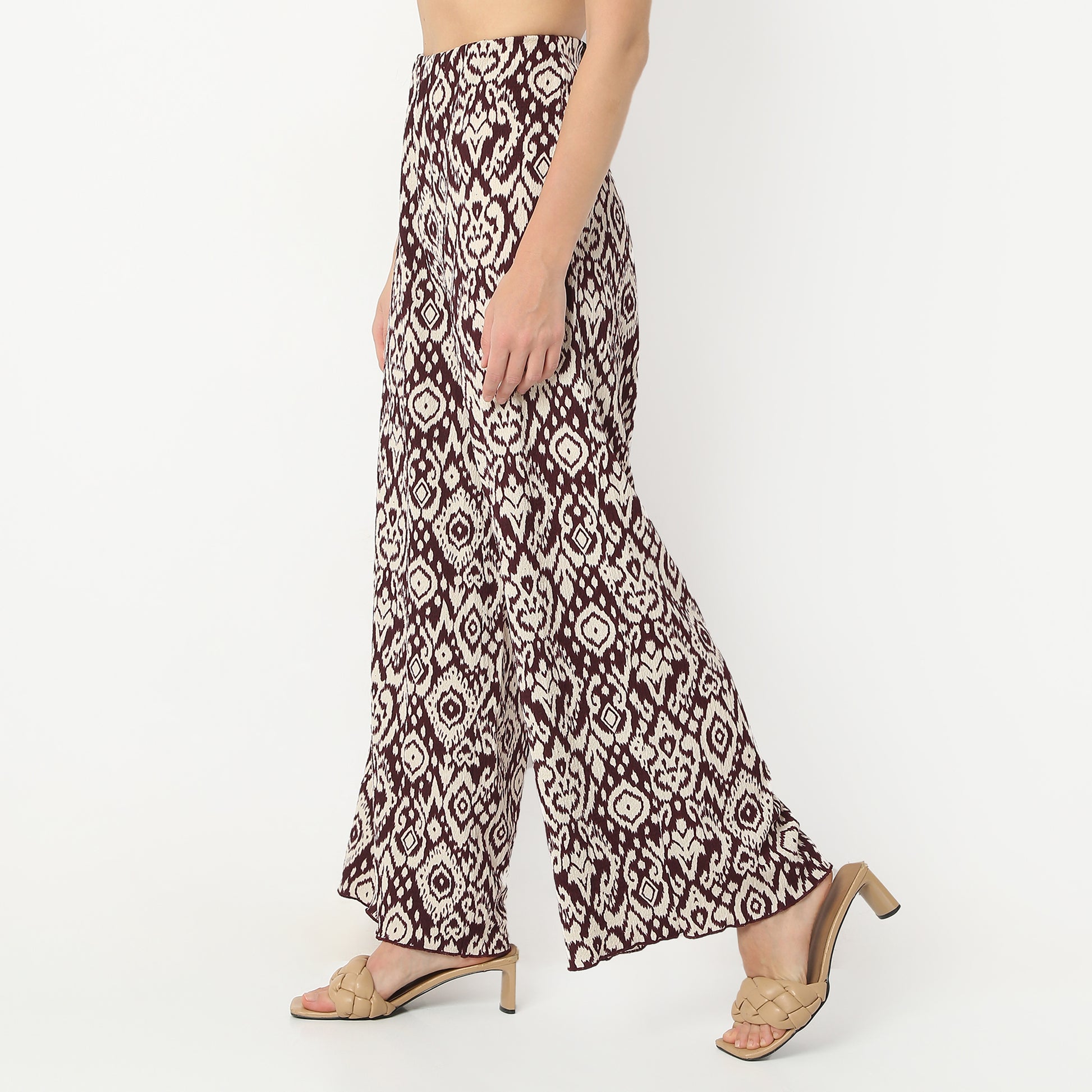 Regular Fit Printed Ankle Length Mid Rise Palazzos