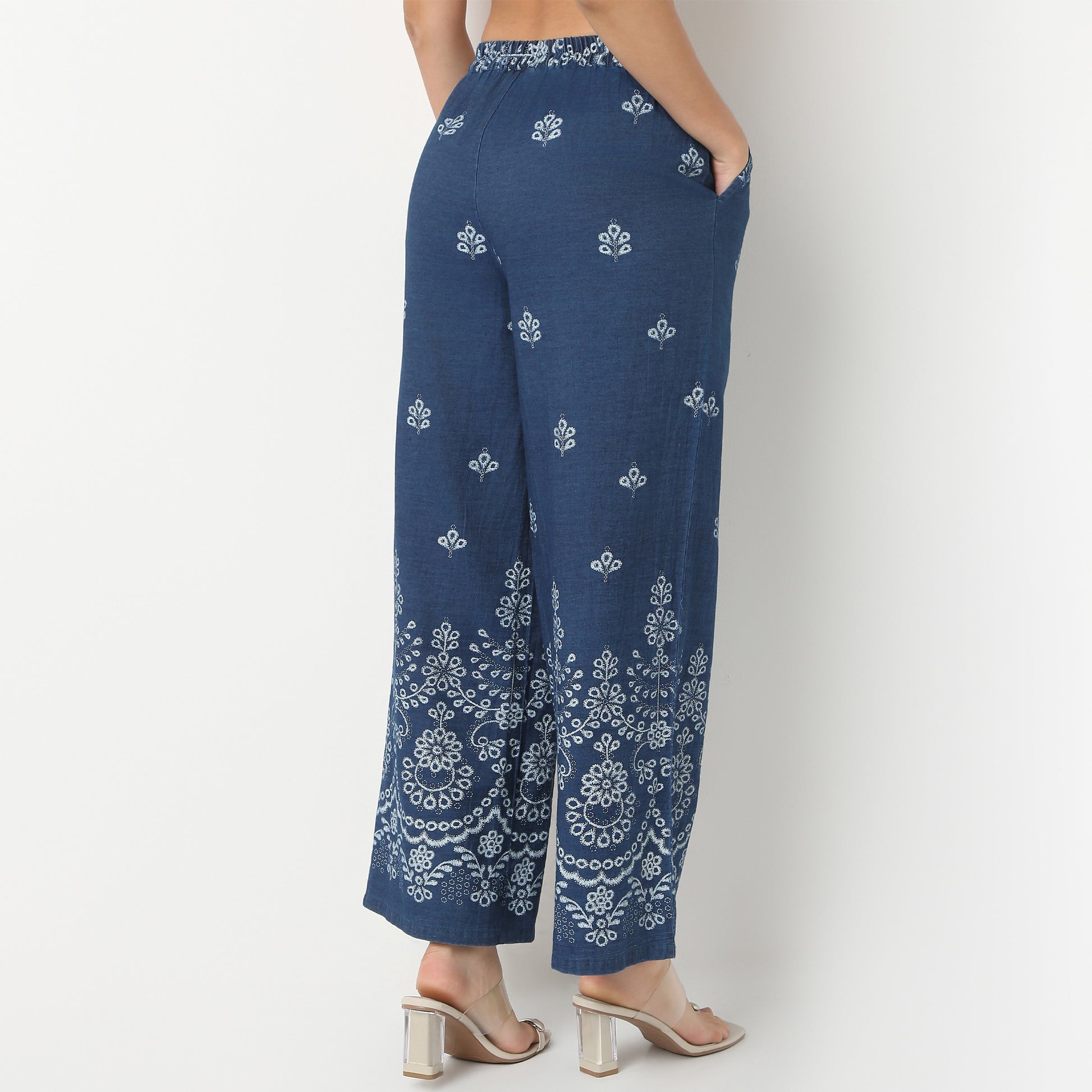 Straight Fit Printed High Rise Palazzo