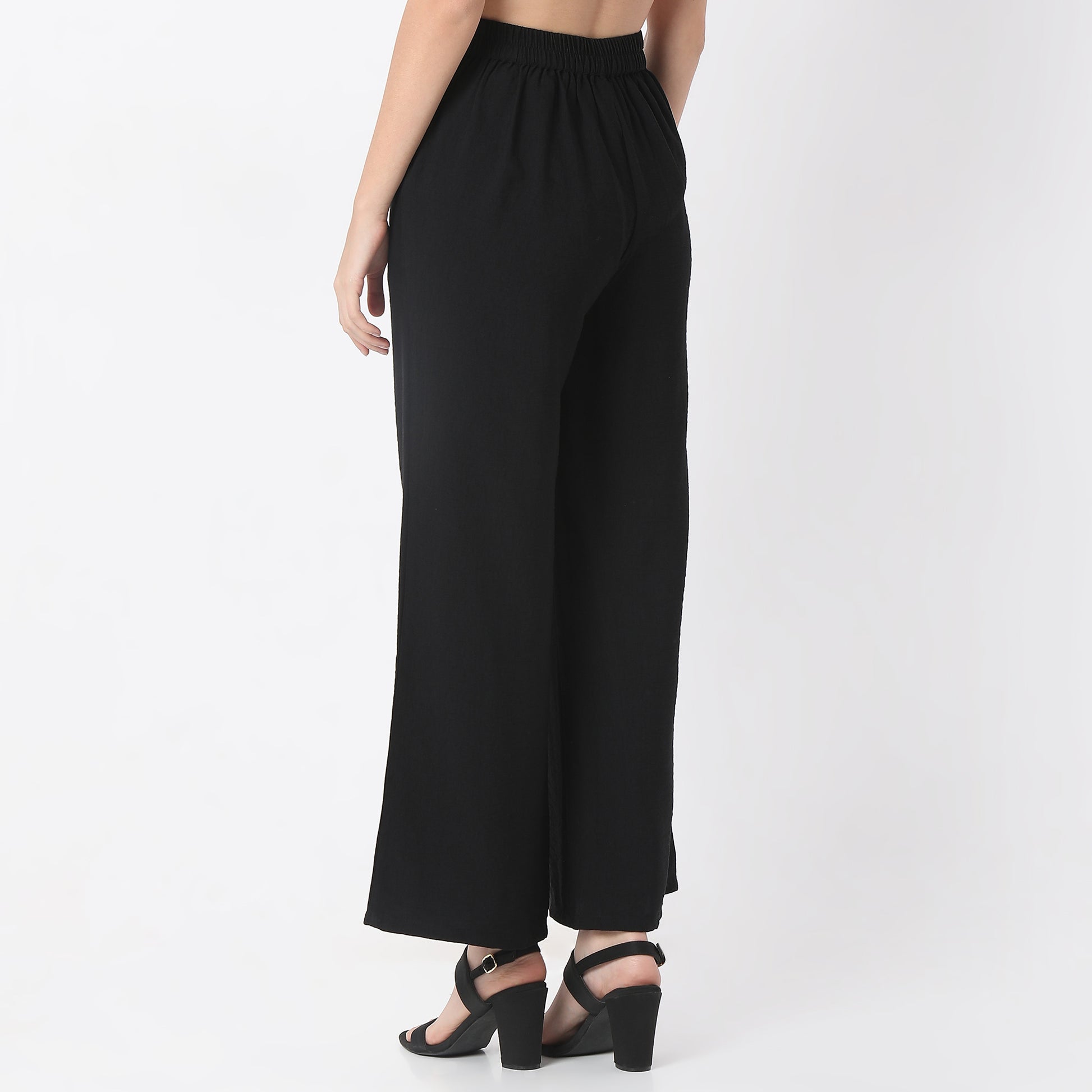 Regular Fit Solid Mid Rise Palazzos