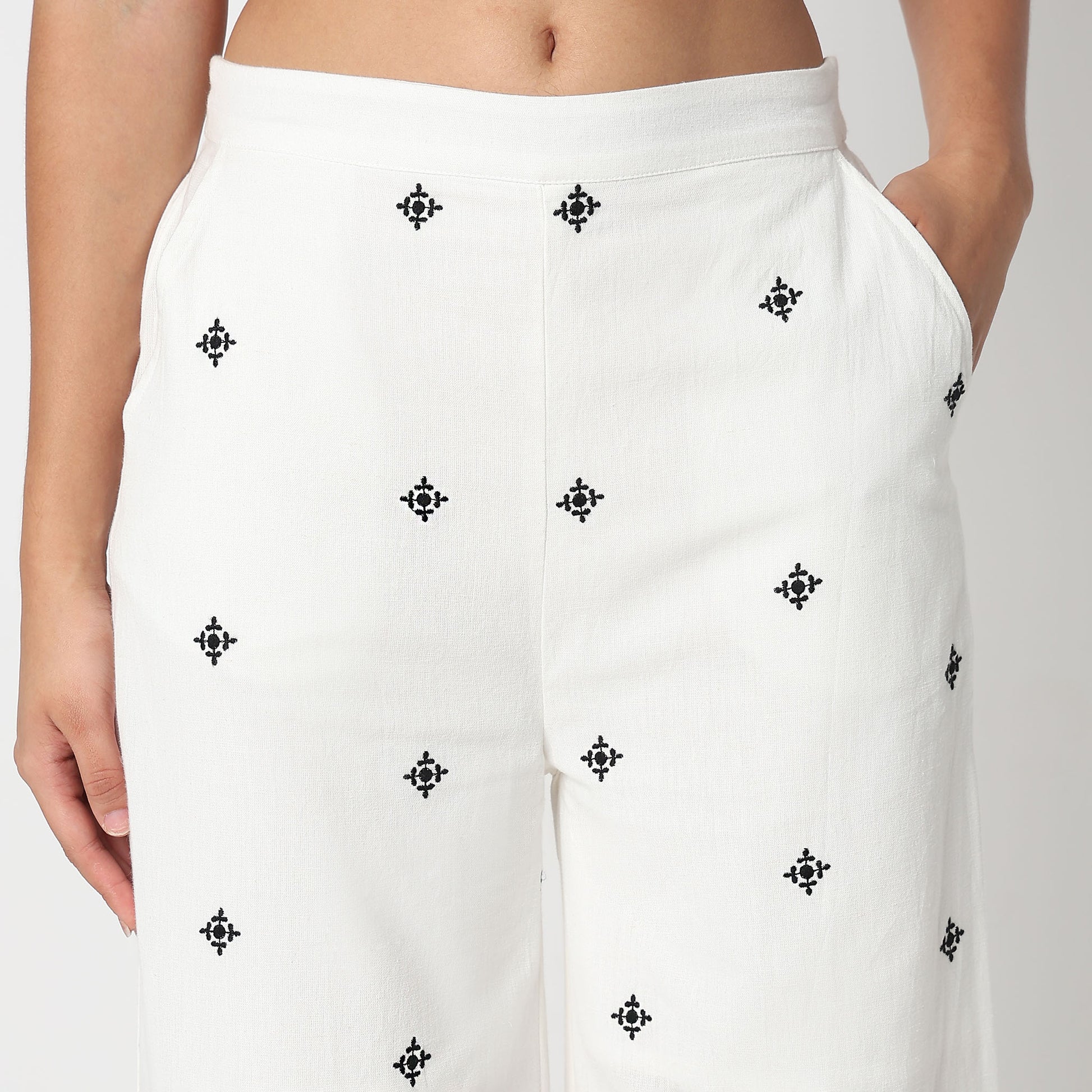 Woven Embroidered Palazzos