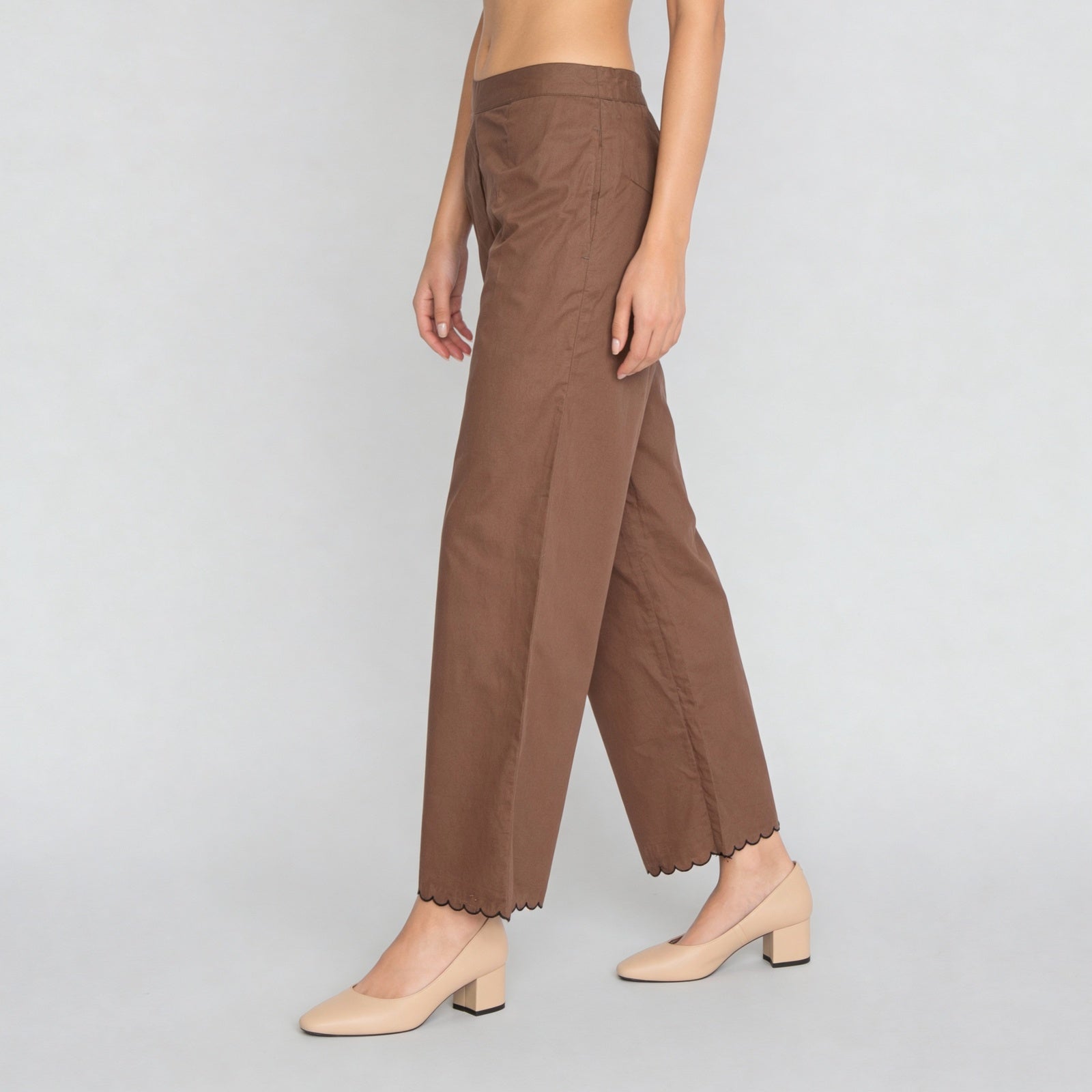 Cotton Solid Mid Rise Palazzos