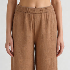 Embroidered Ankle Length Mid Rise Palazzos