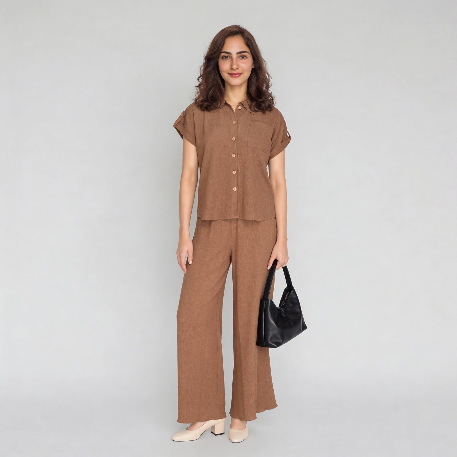 Structured Ankle Length High Rise Palazzos