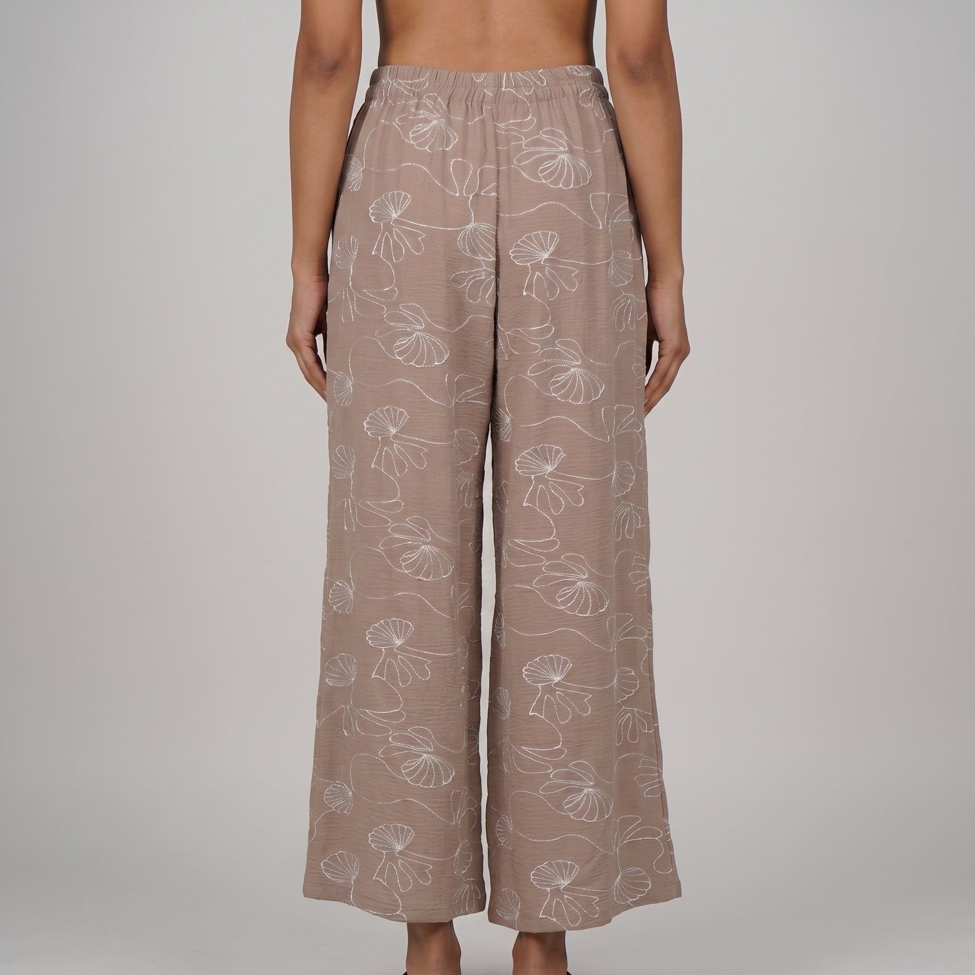 Embroidered Mid Rise Palazzo