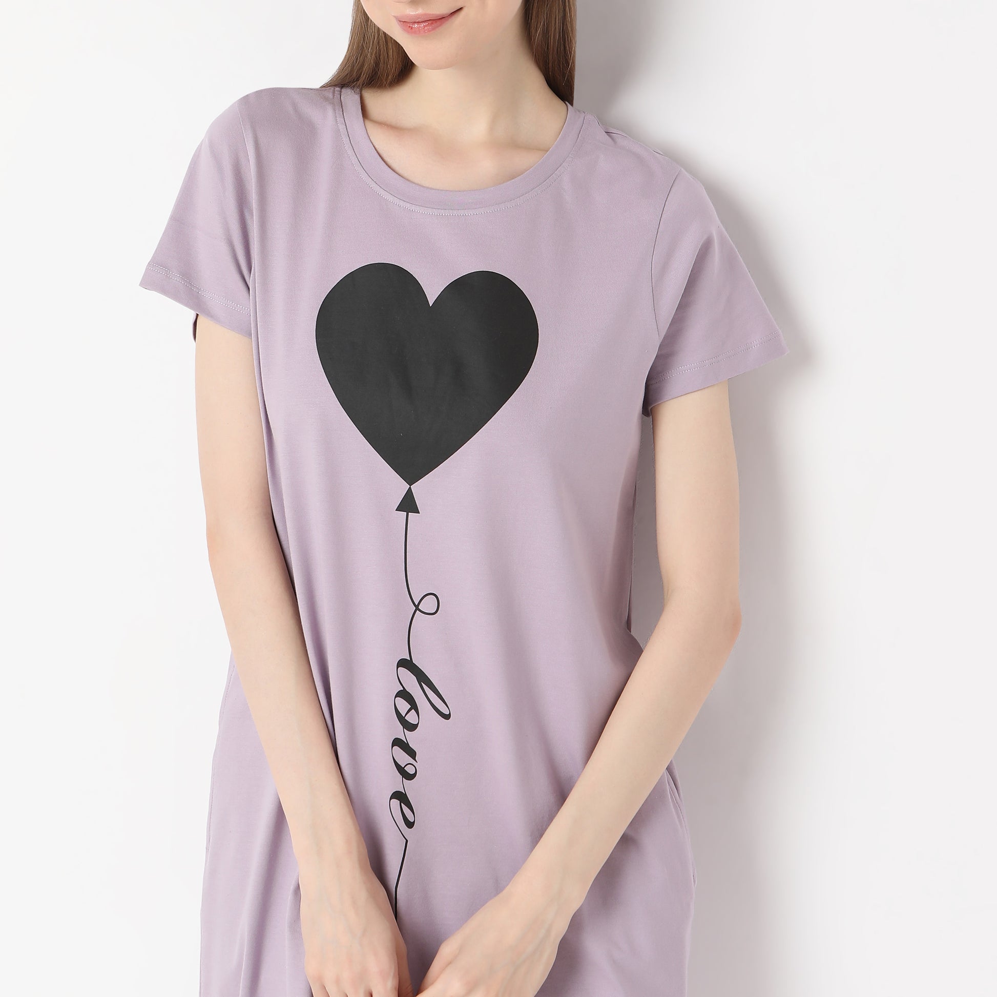 Heart Print Knee Length Gown