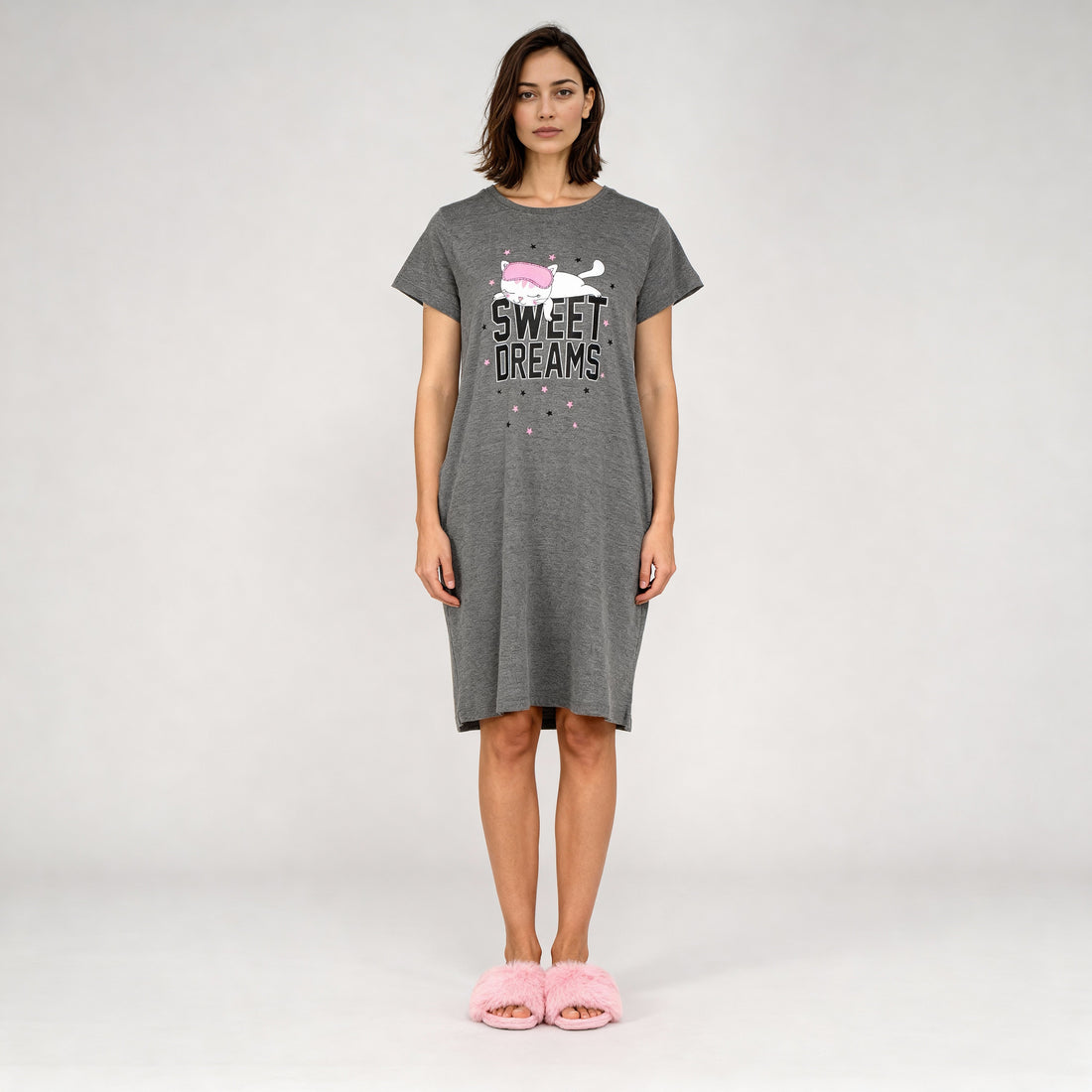 Cotton Graphic Short Gown