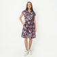 Regular Fit Floral Shirt Collar Short Length Gown