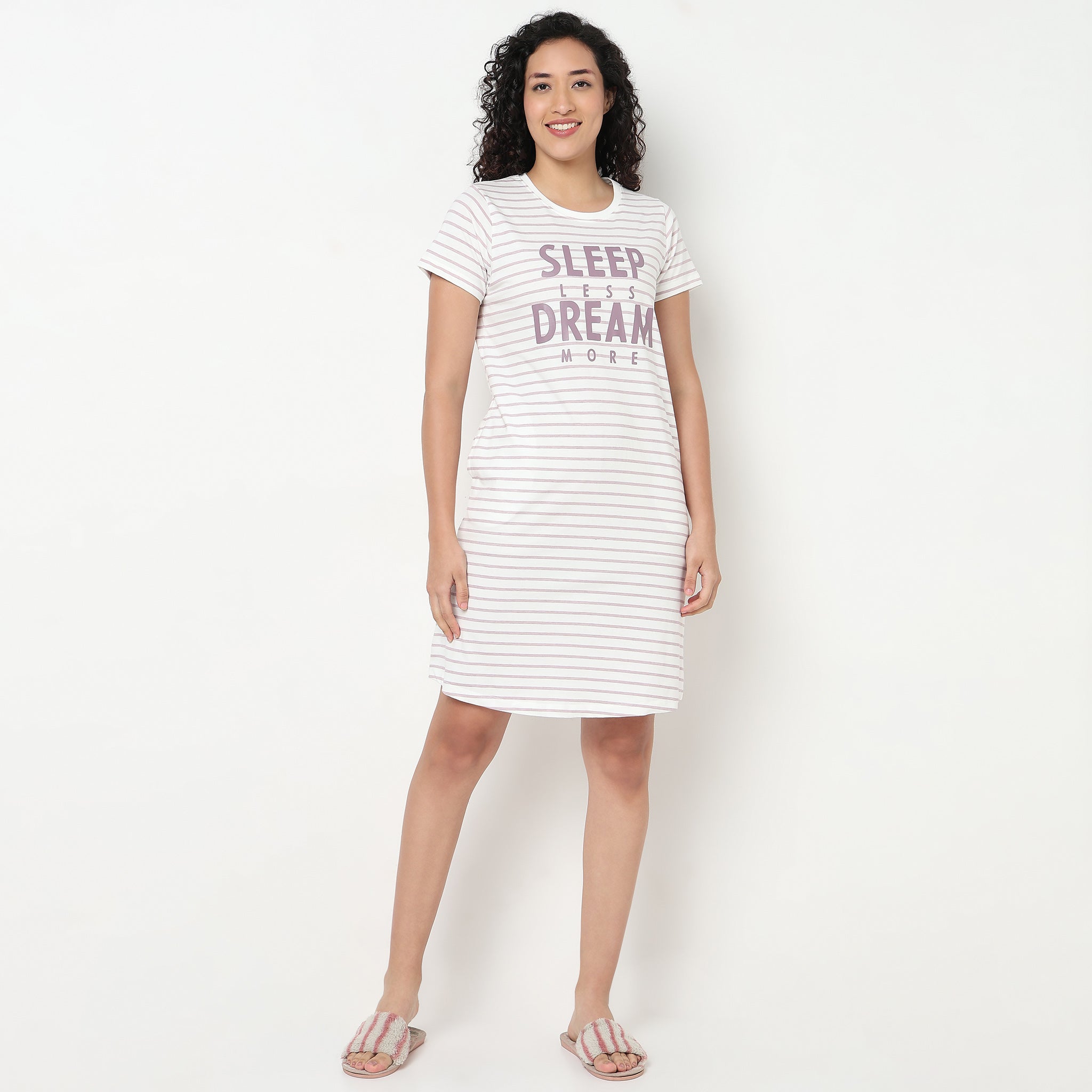 Buy Women Regular Fit Printed Short Sleeve Gown  - Style Union