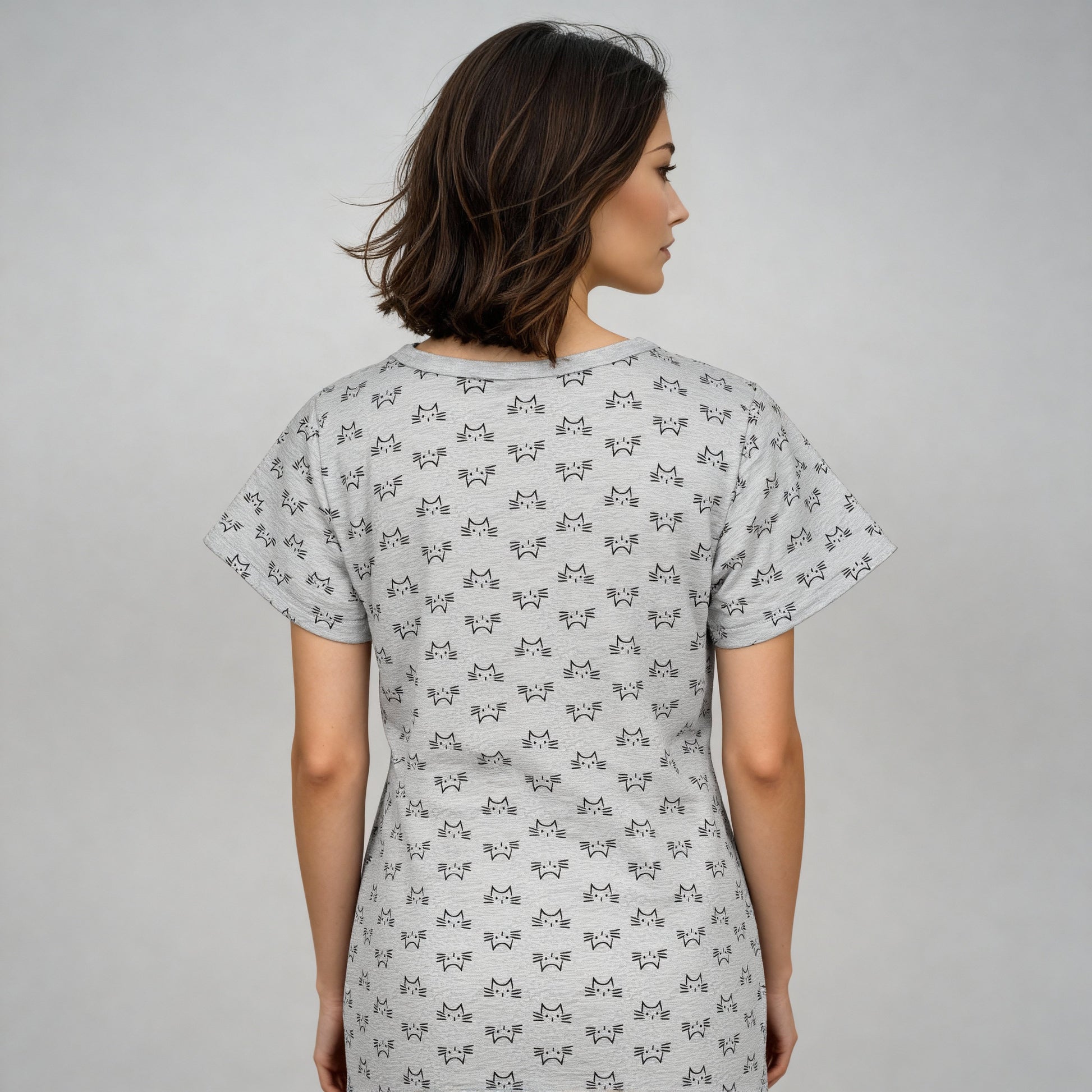 Cotton Graphic Short Gown