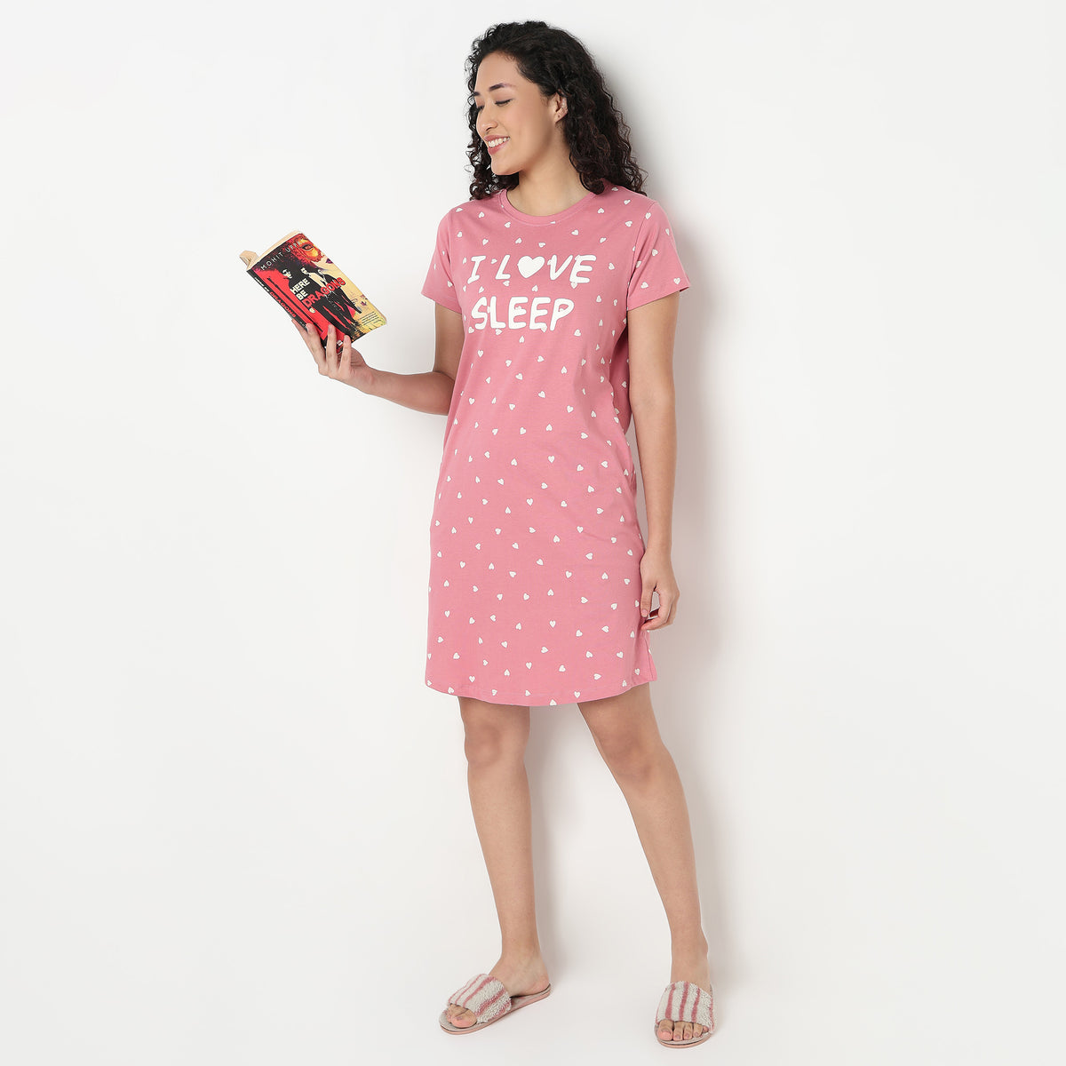 Buy Women Regular Fit Printed Short Sleeve Gown  - Style Union