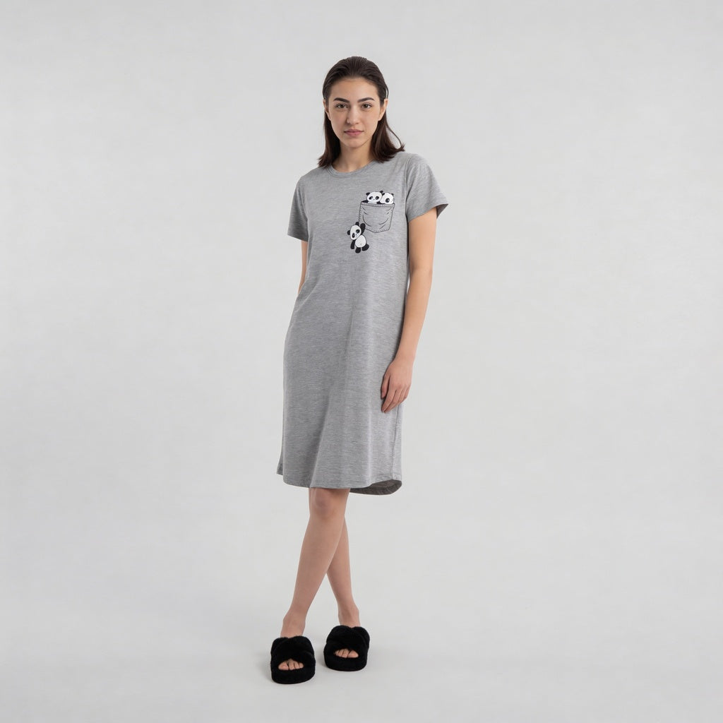 Chest Printed Night Short Gown