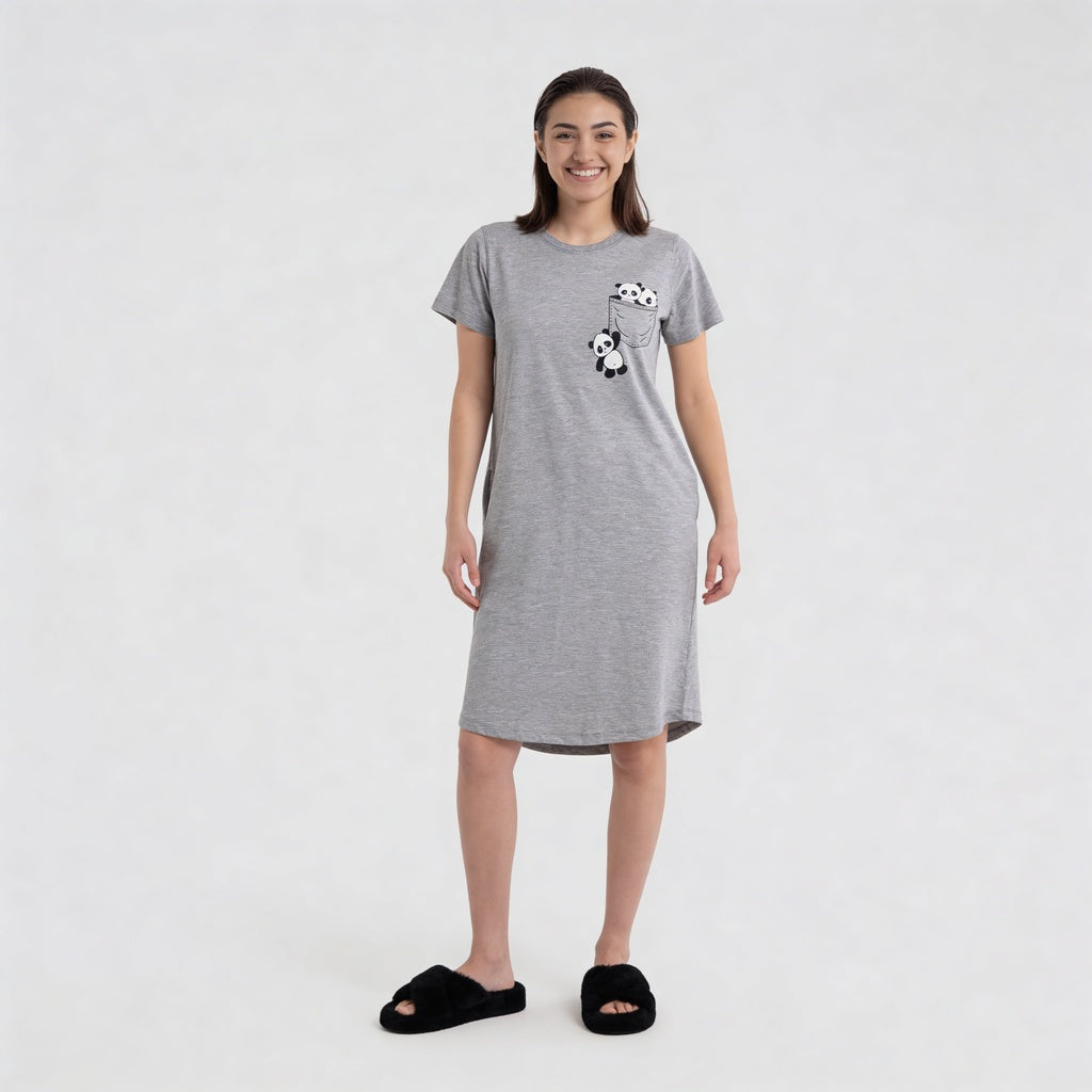 Chest Printed Night Short Gown