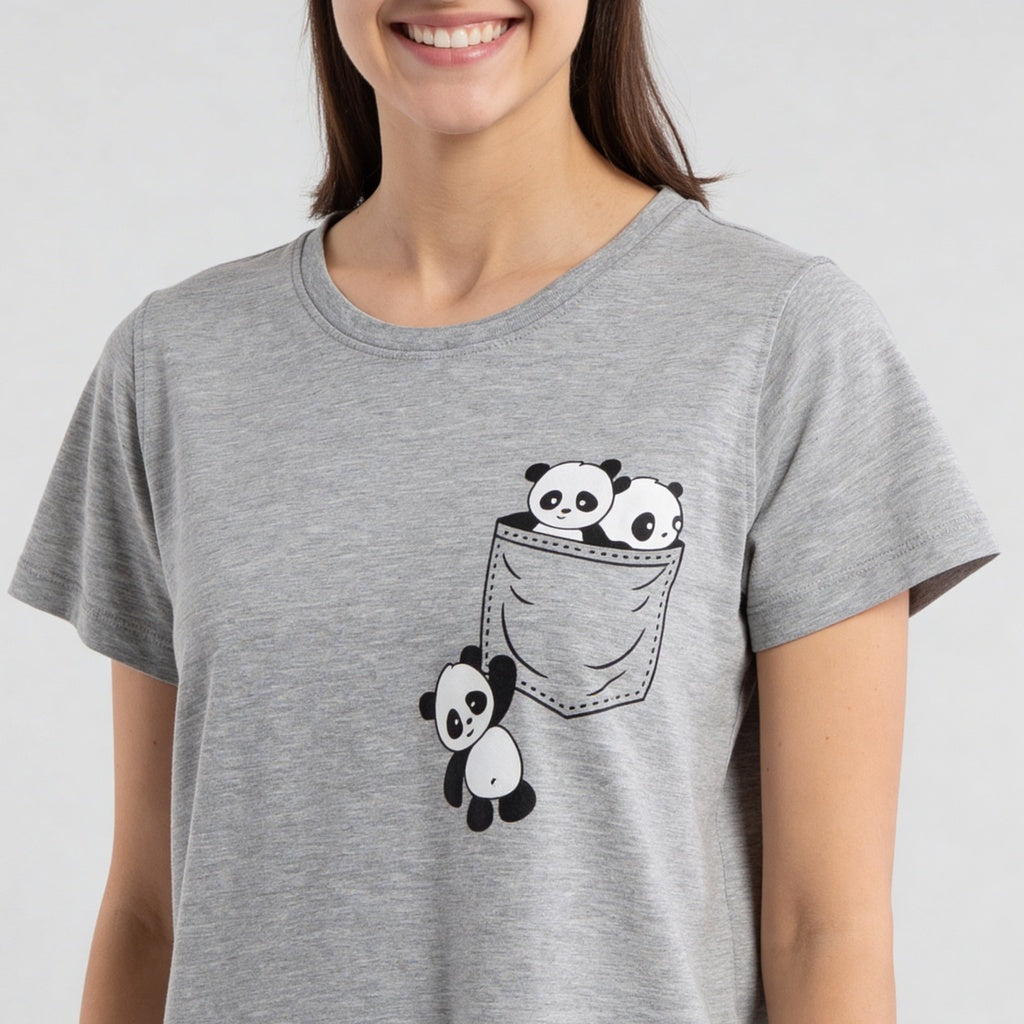 Chest Printed Night Short Gown