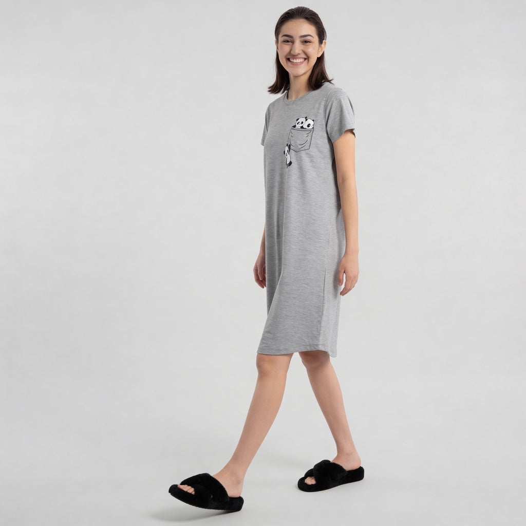 Chest Printed Night Short Gown