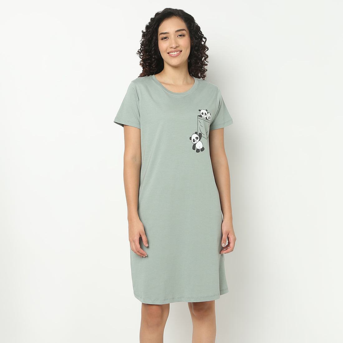 Chest Printed Night Short Gown