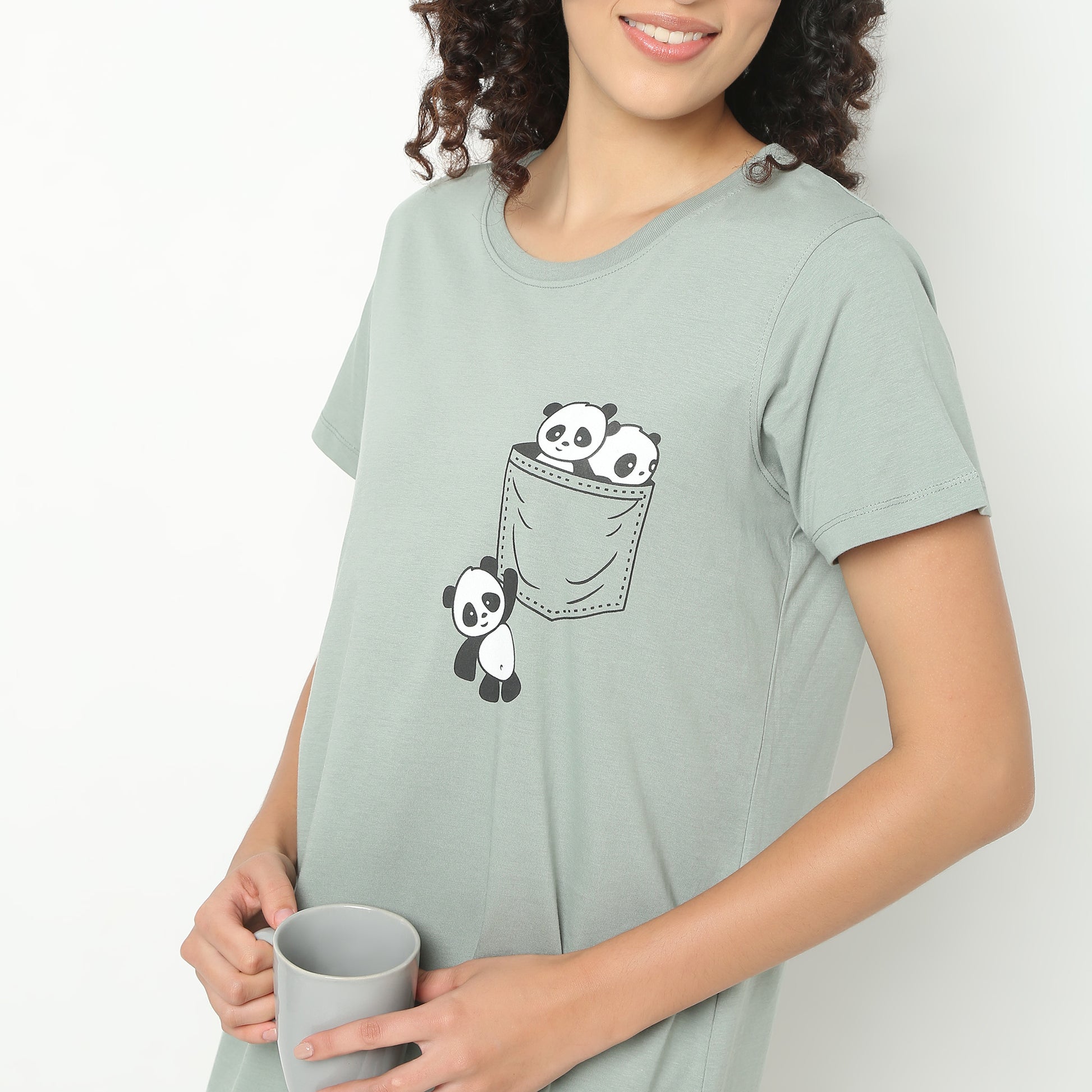 Chest Printed Night Short Gown