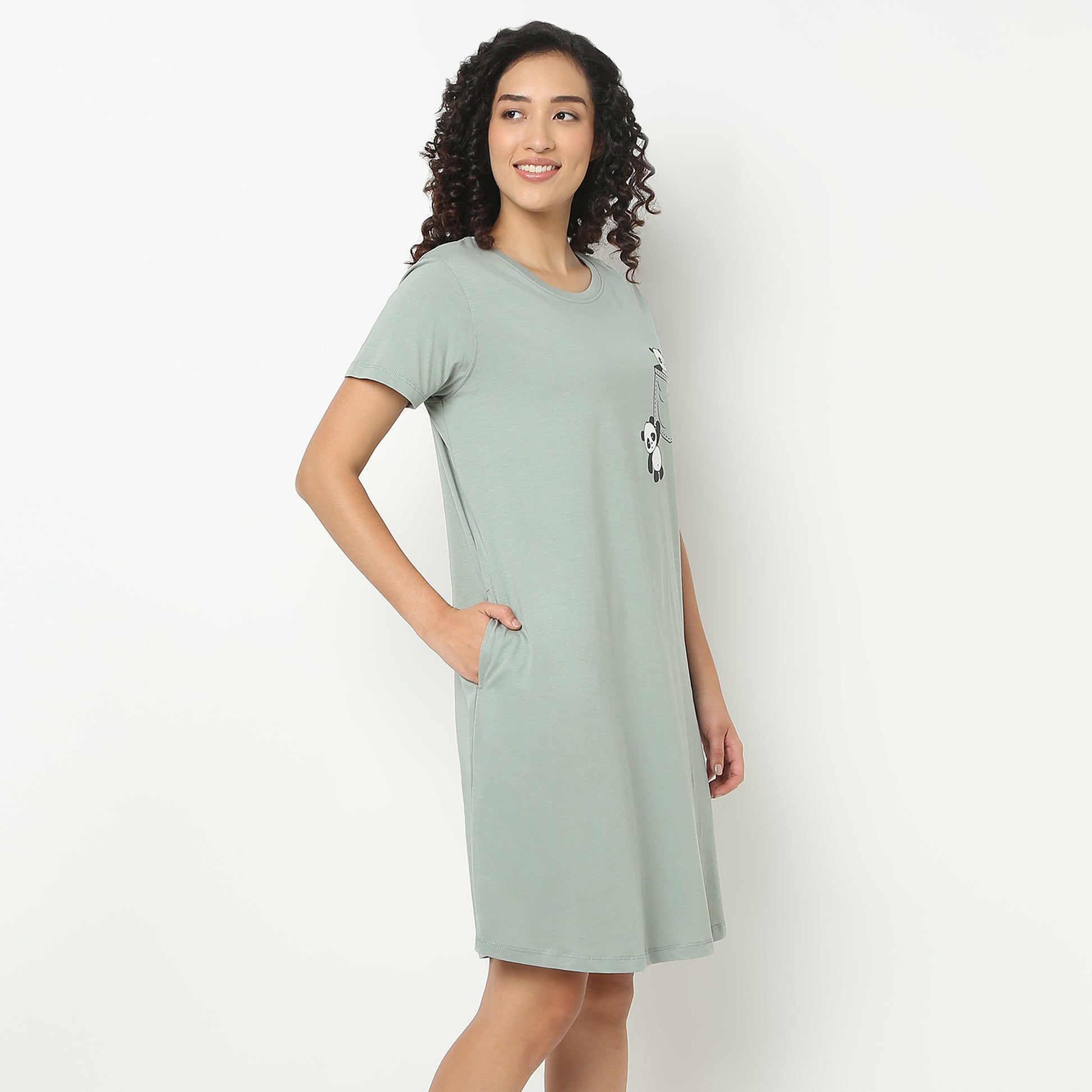 Chest Printed Night Short Gown