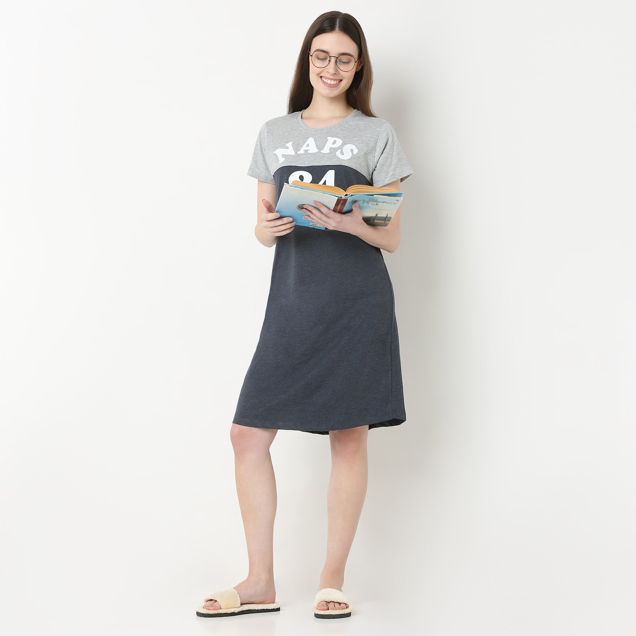 Knee Length Graphic Night Short Gown