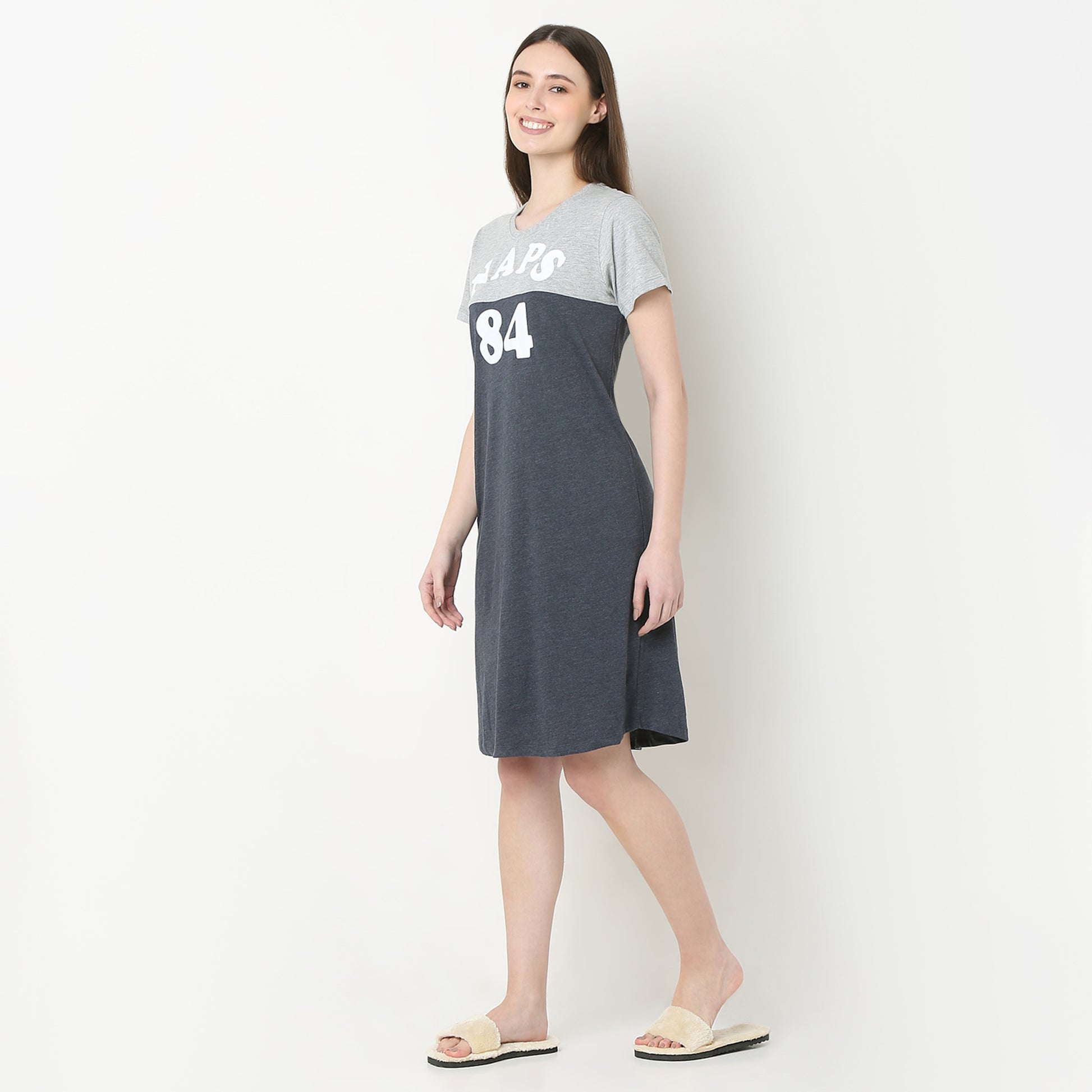 Knee Length Graphic Night Short Gown