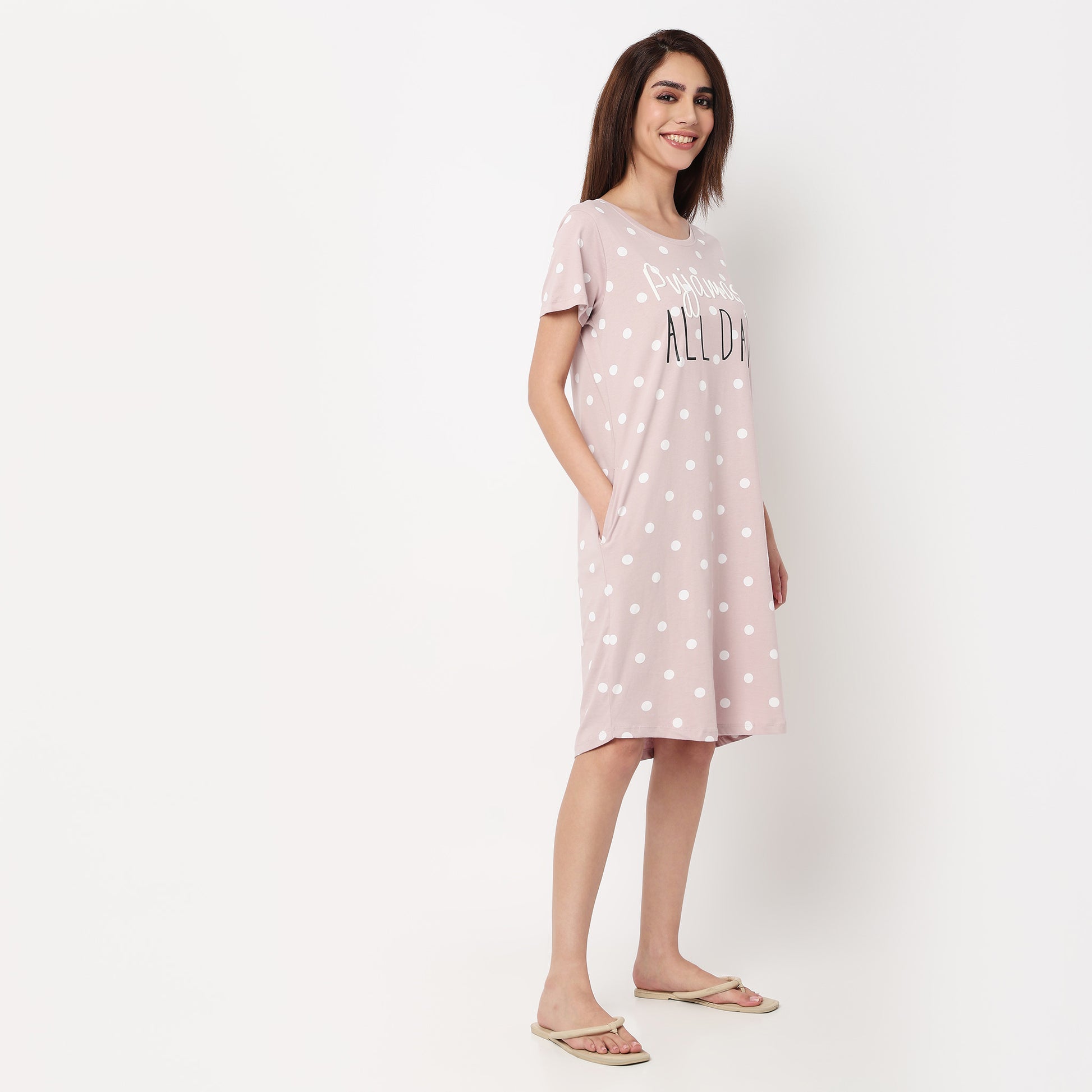 Cotton Printed Knee Length Gown