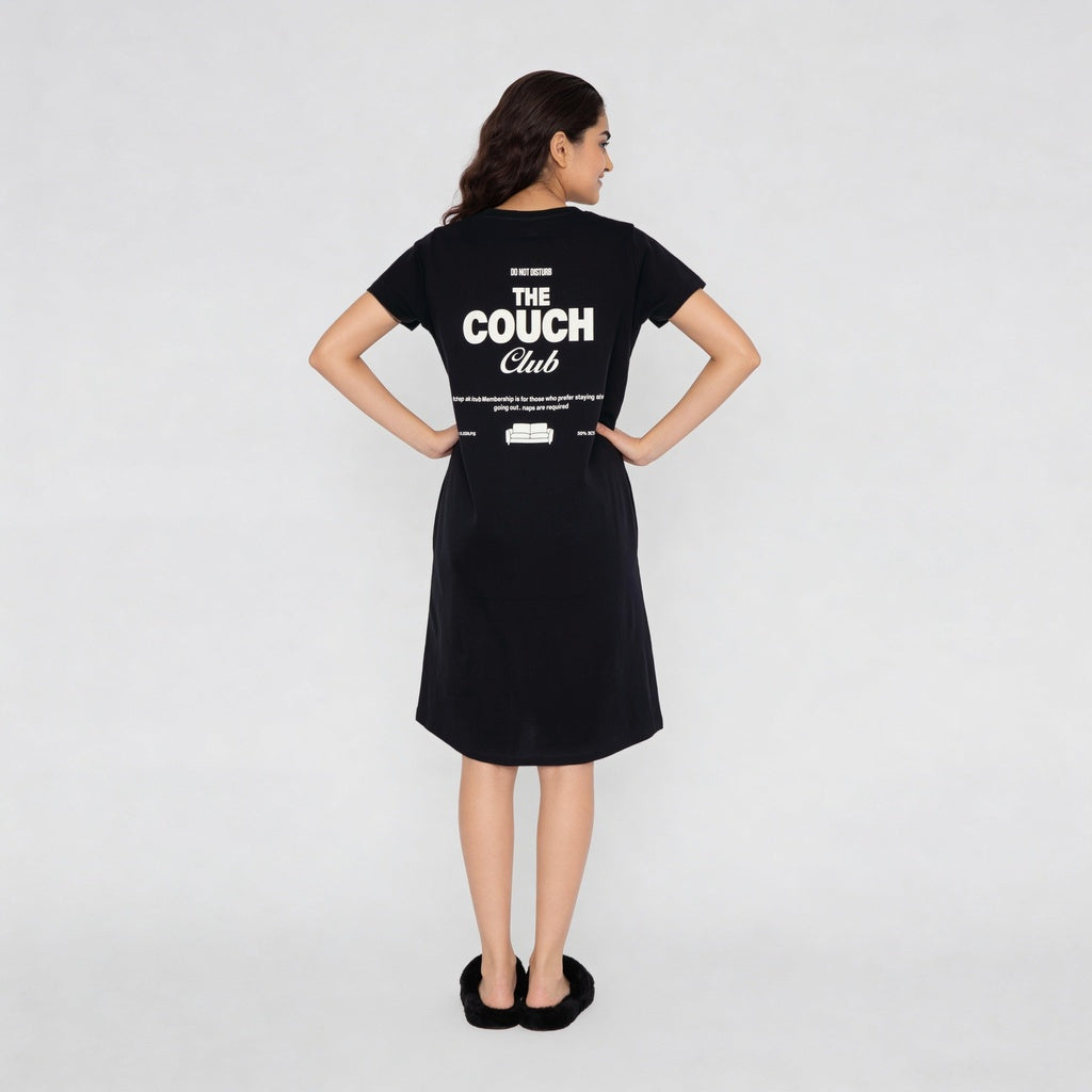 Cotton Printed Crew Neck Short Gown