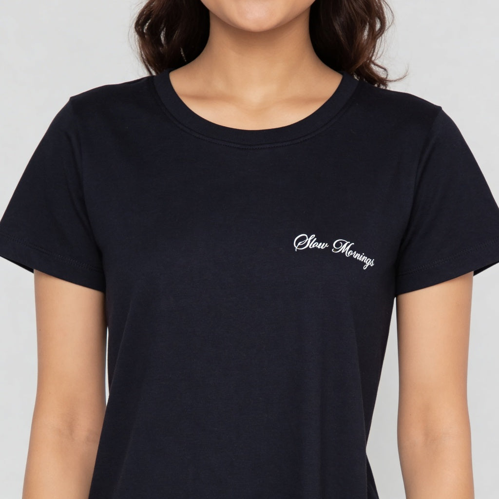 Cotton Printed Crew Neck Short Gown