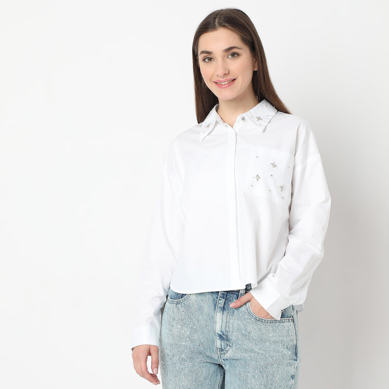 Embellished Full Sleeve Collared Shirt