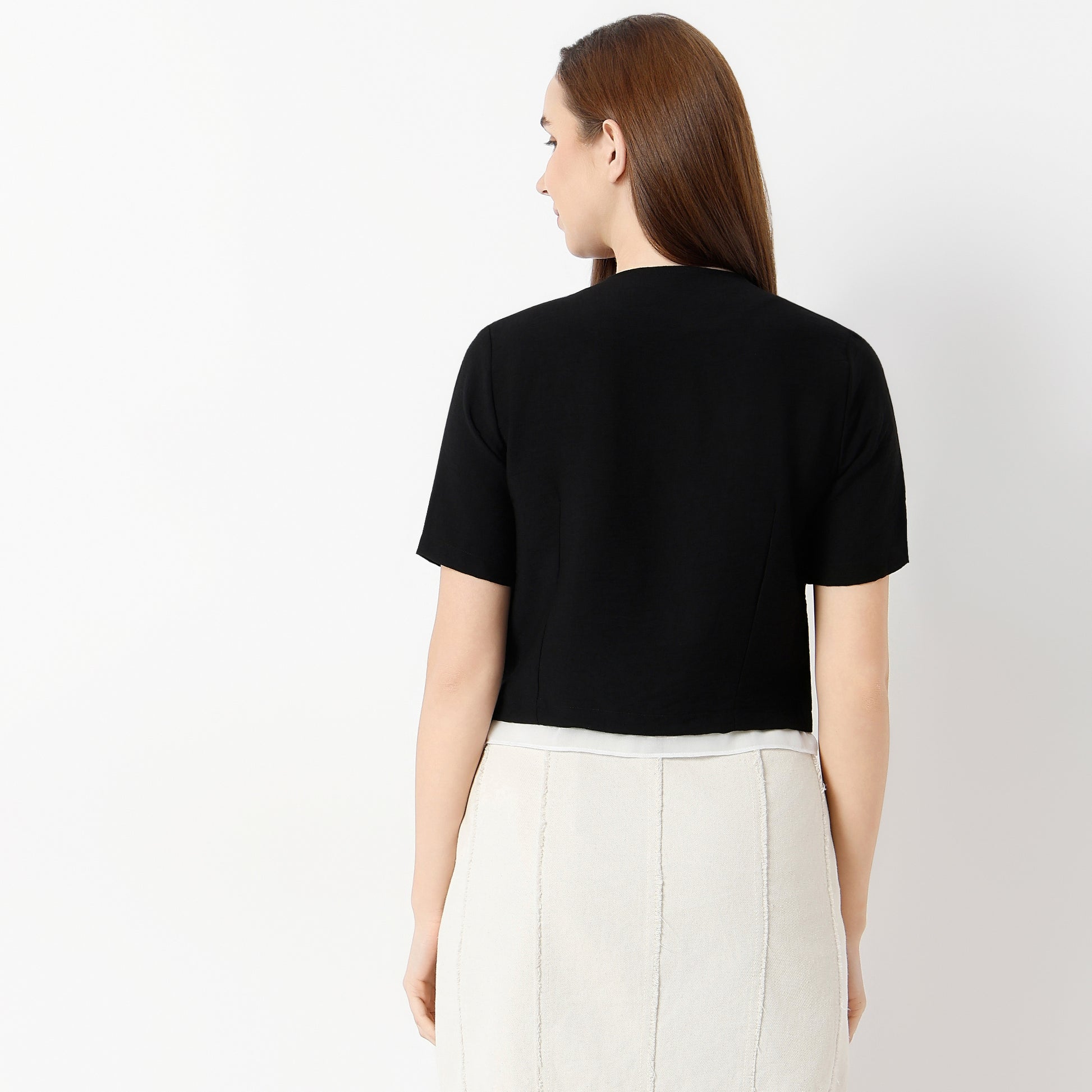 Regular Fit Solid Round Neck Shirt