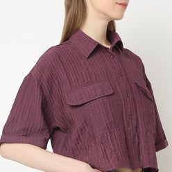 Boxy Fit Short Length Collar Regular Short Shirt