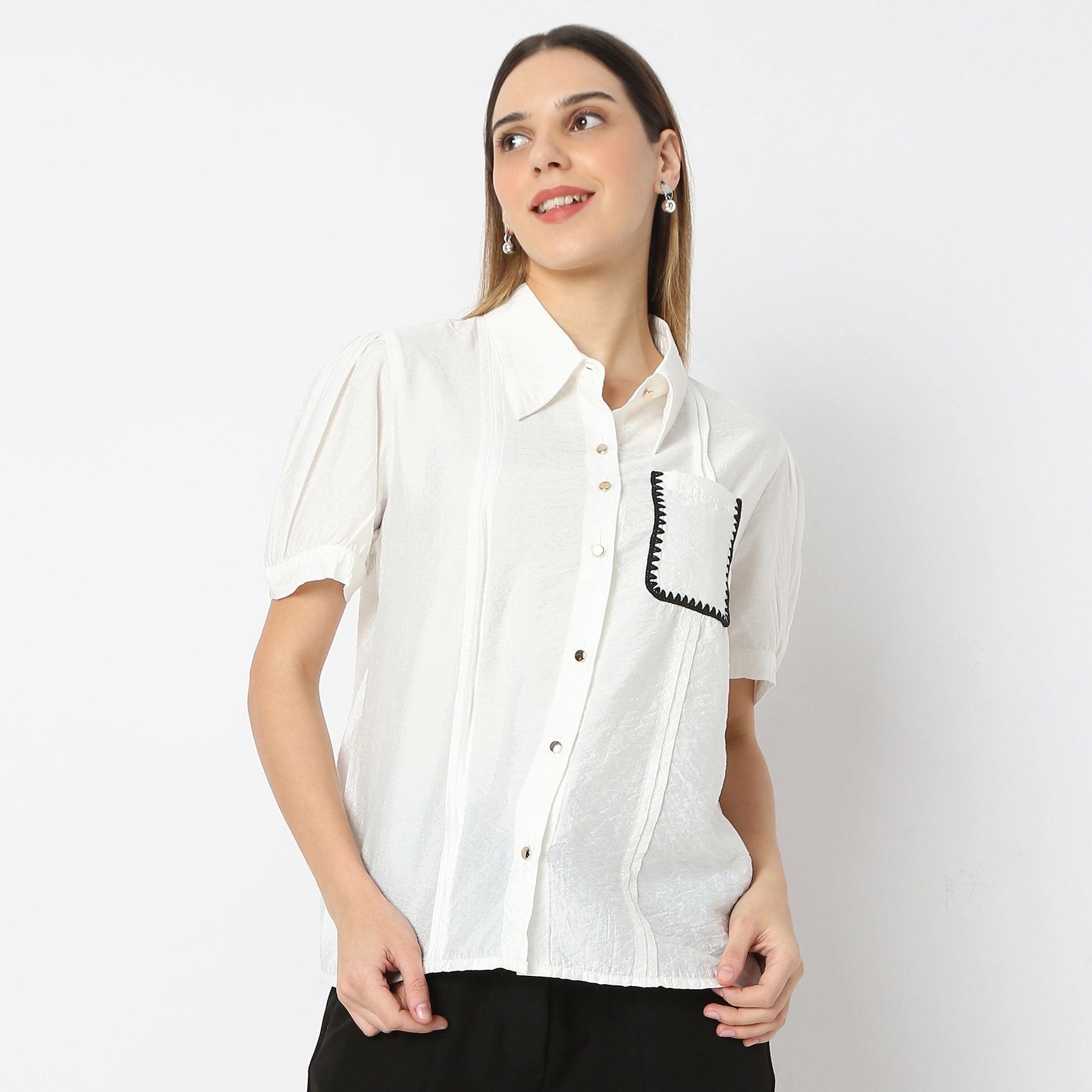Solid Short-Sleeve Regular Fit Shirt