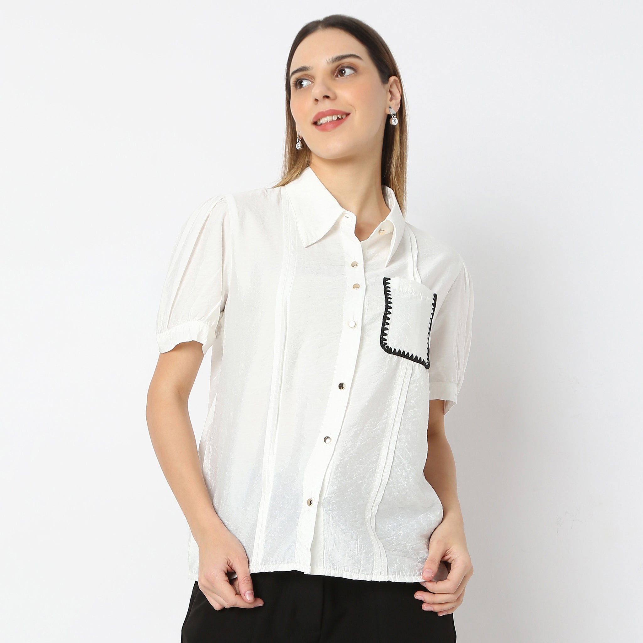 Solid Short-Sleeve Regular Fit Shirt