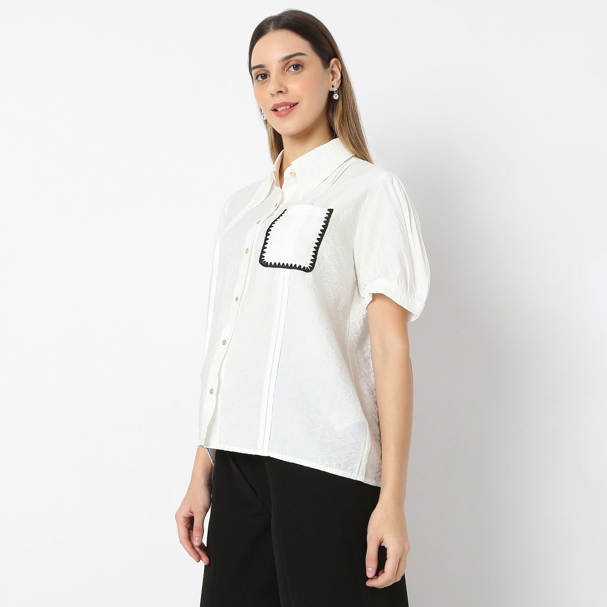 Solid Short-Sleeve Regular Fit Shirt