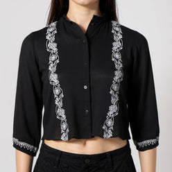 Embroidered Crop Shirt