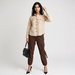 Solid Shirt with Front Pocket Details