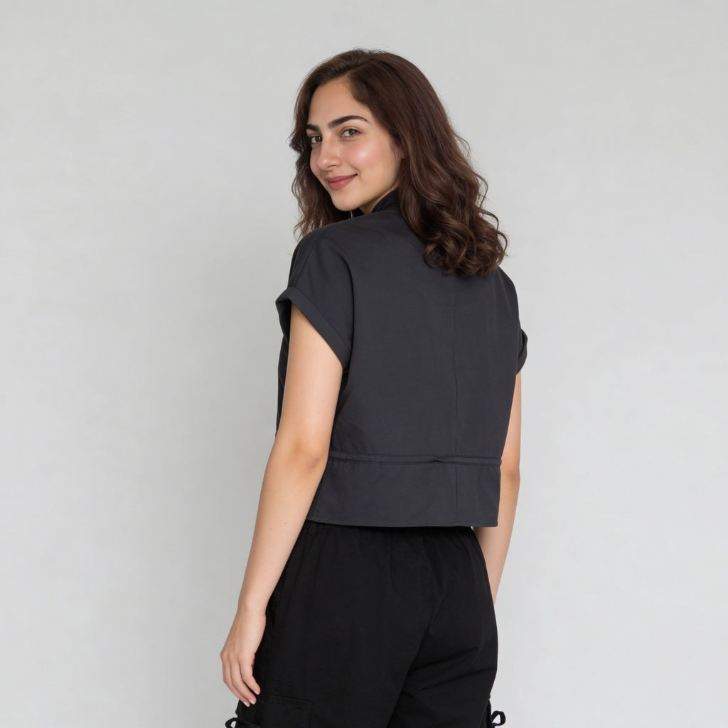 Woven Solid Collar Shirt