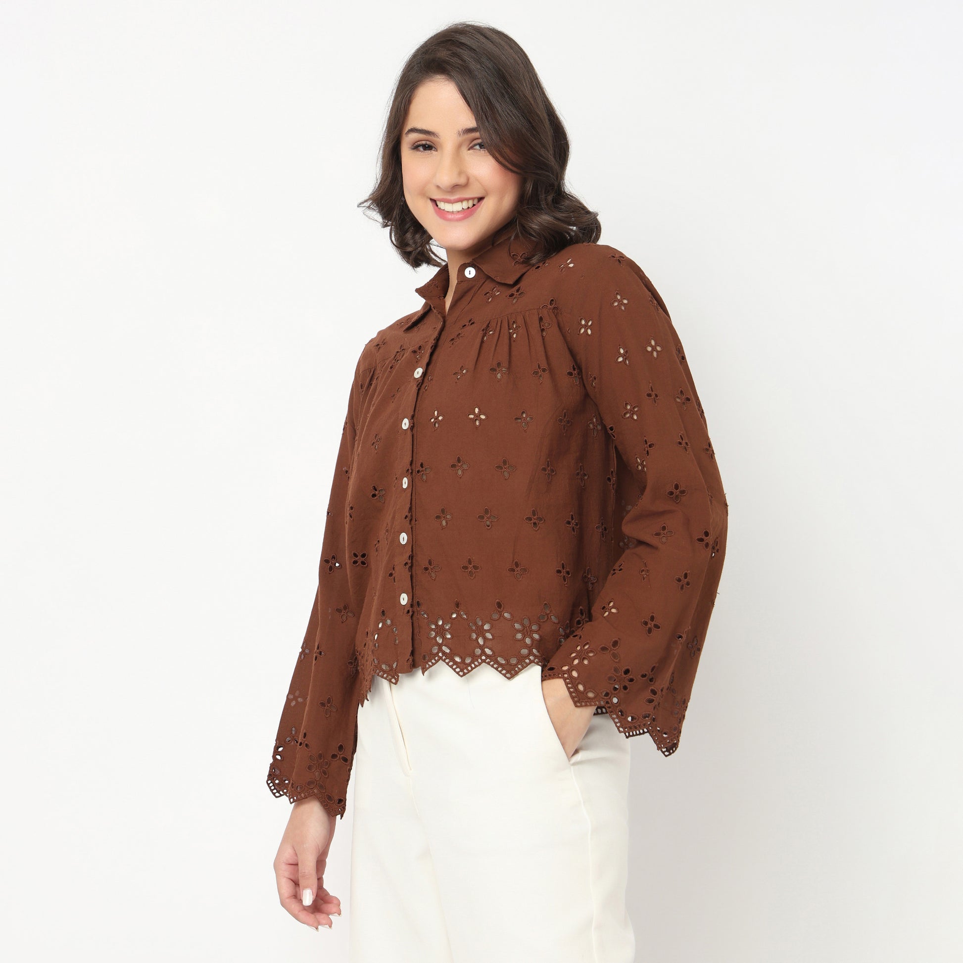 Cotton Schiffli Shirt