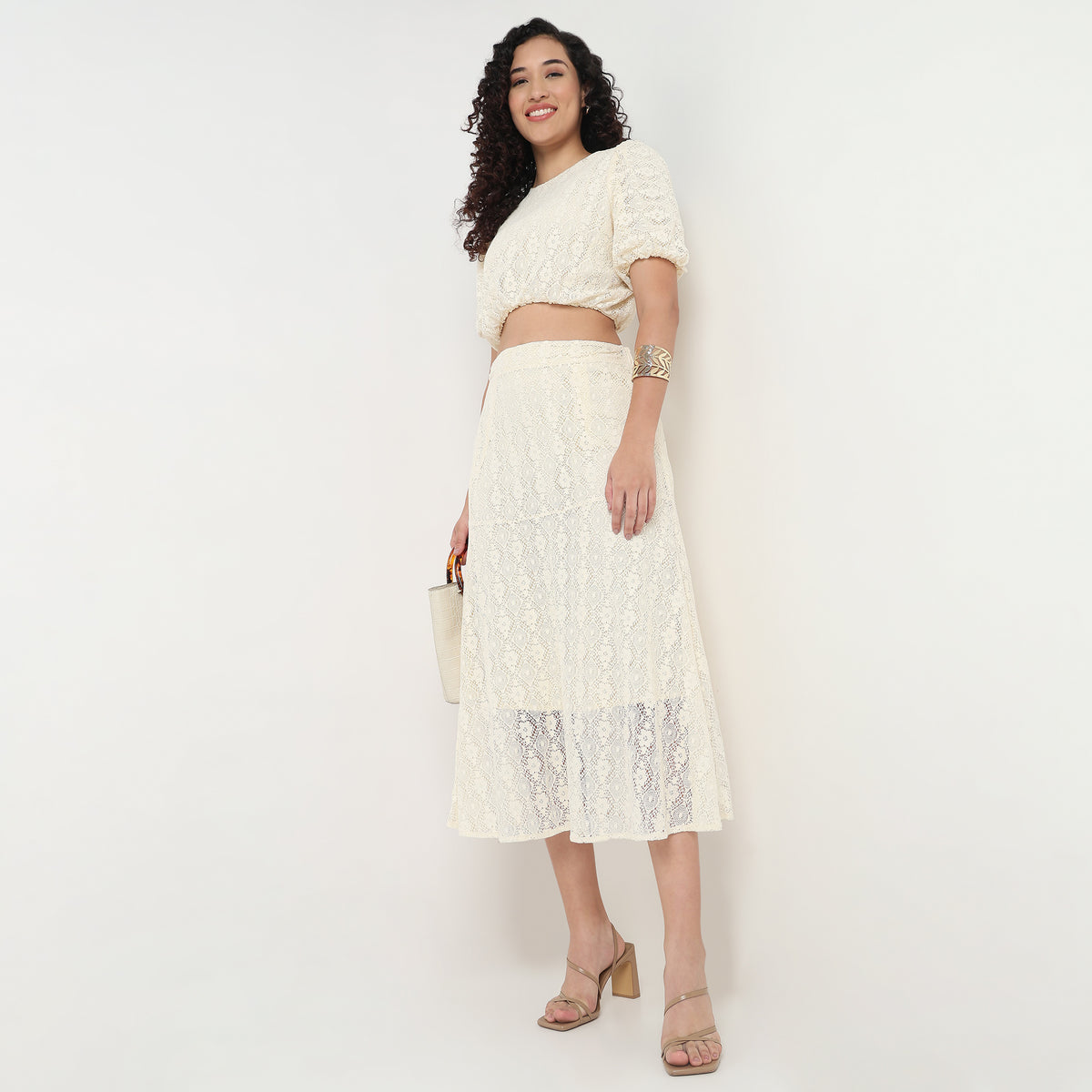 Lace Polyester A-Line Skirt