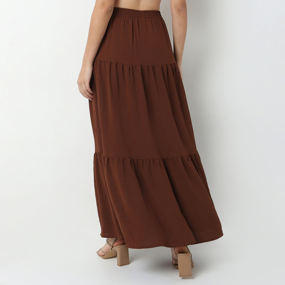 Polyester Flared Skirt High Rise