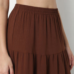 Polyester Flared Skirt High Rise