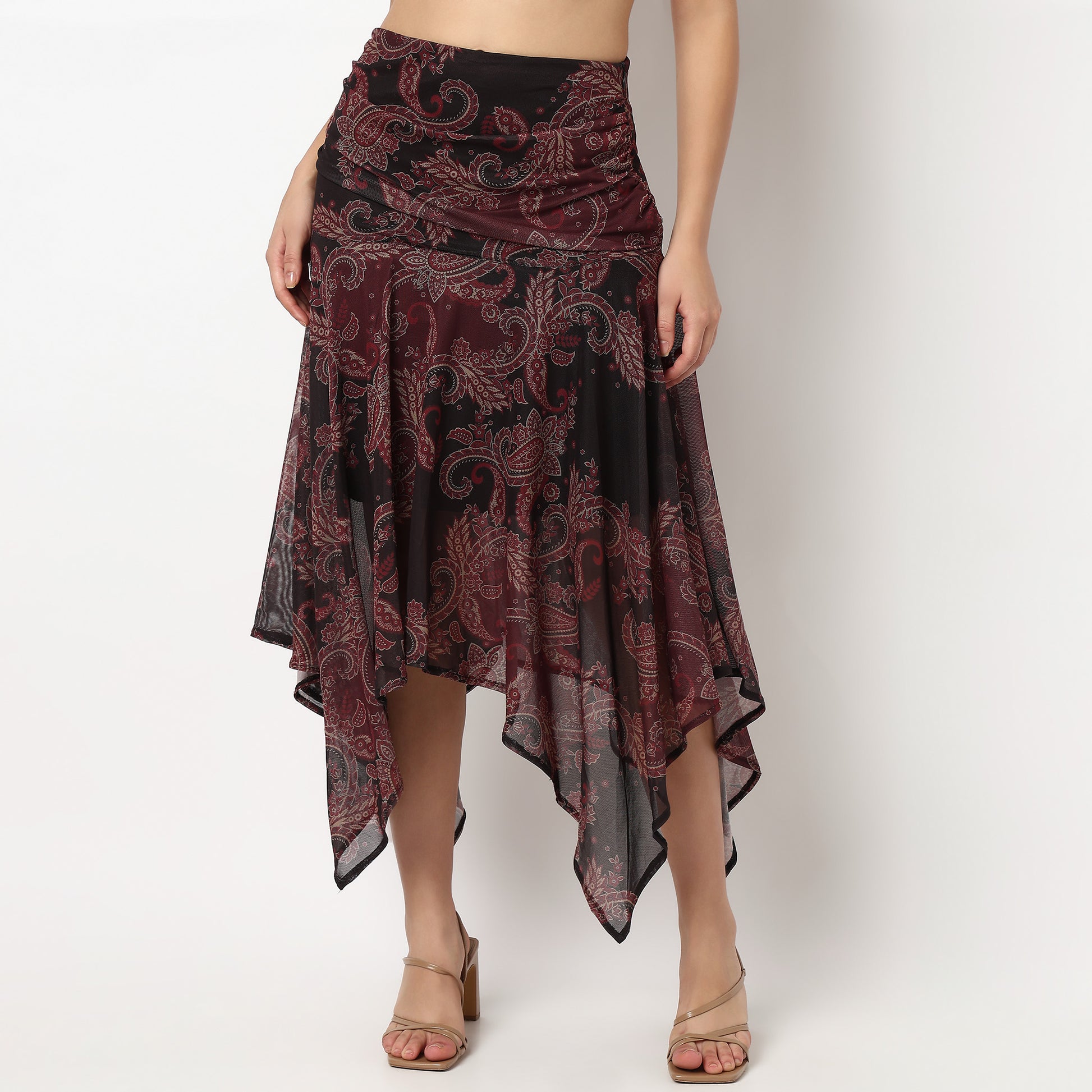 Buy Women Flare Fit Printed Knee Length Mid Rise Skirt  - Style Union