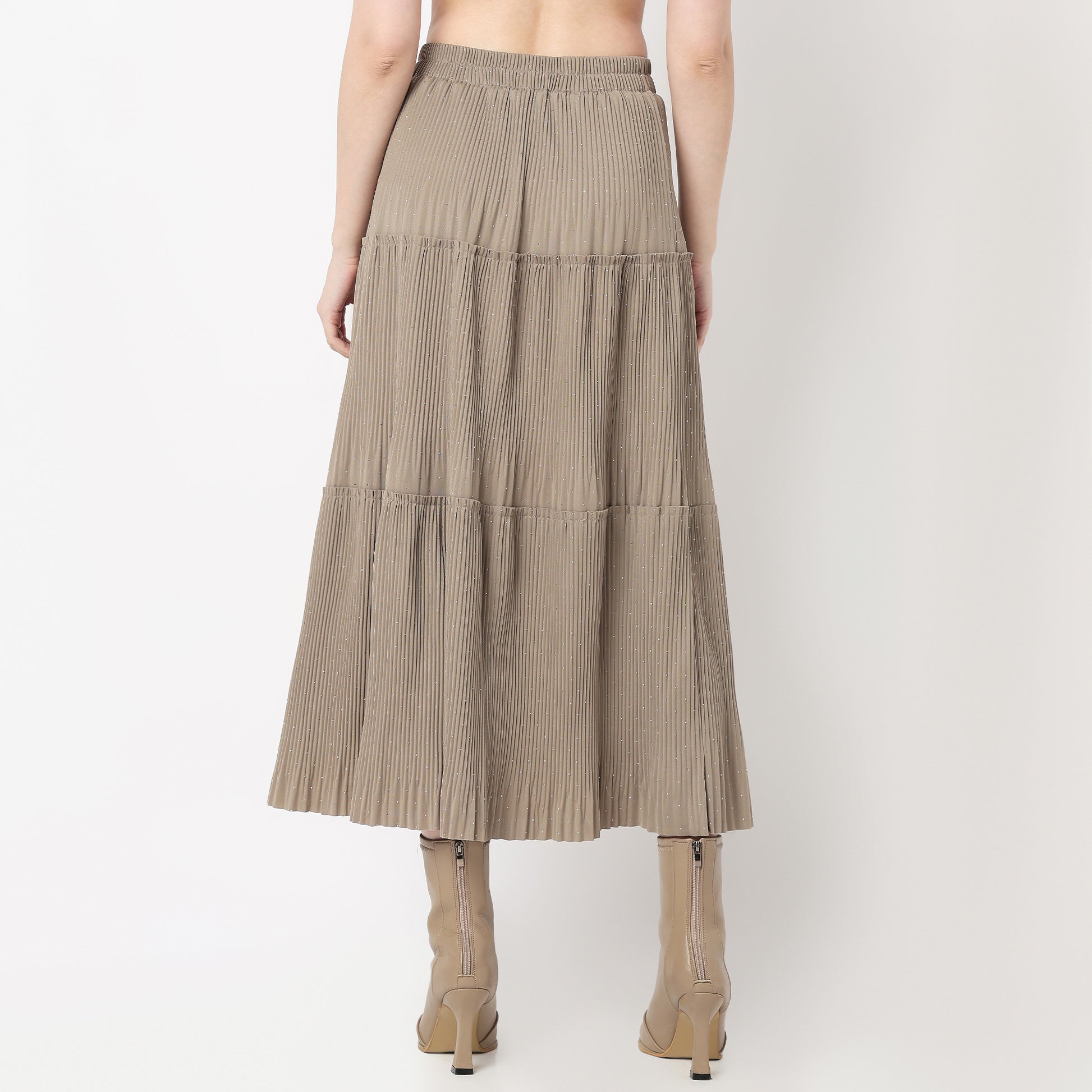 Flare Fit Tiered Skirt