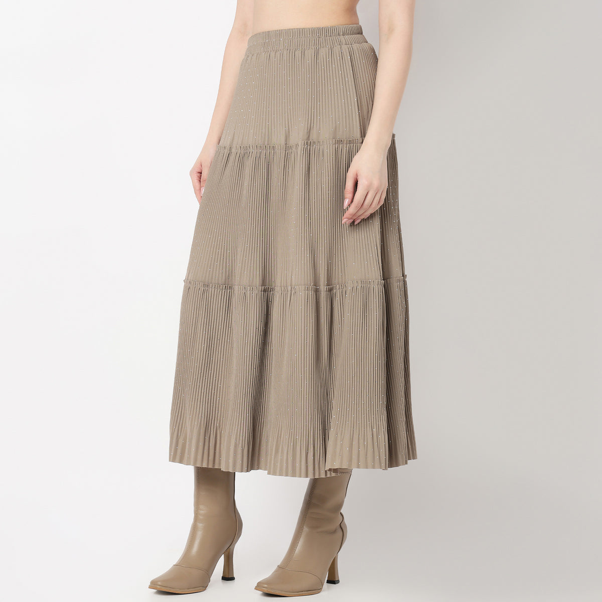 Flare Fit Tiered Skirt